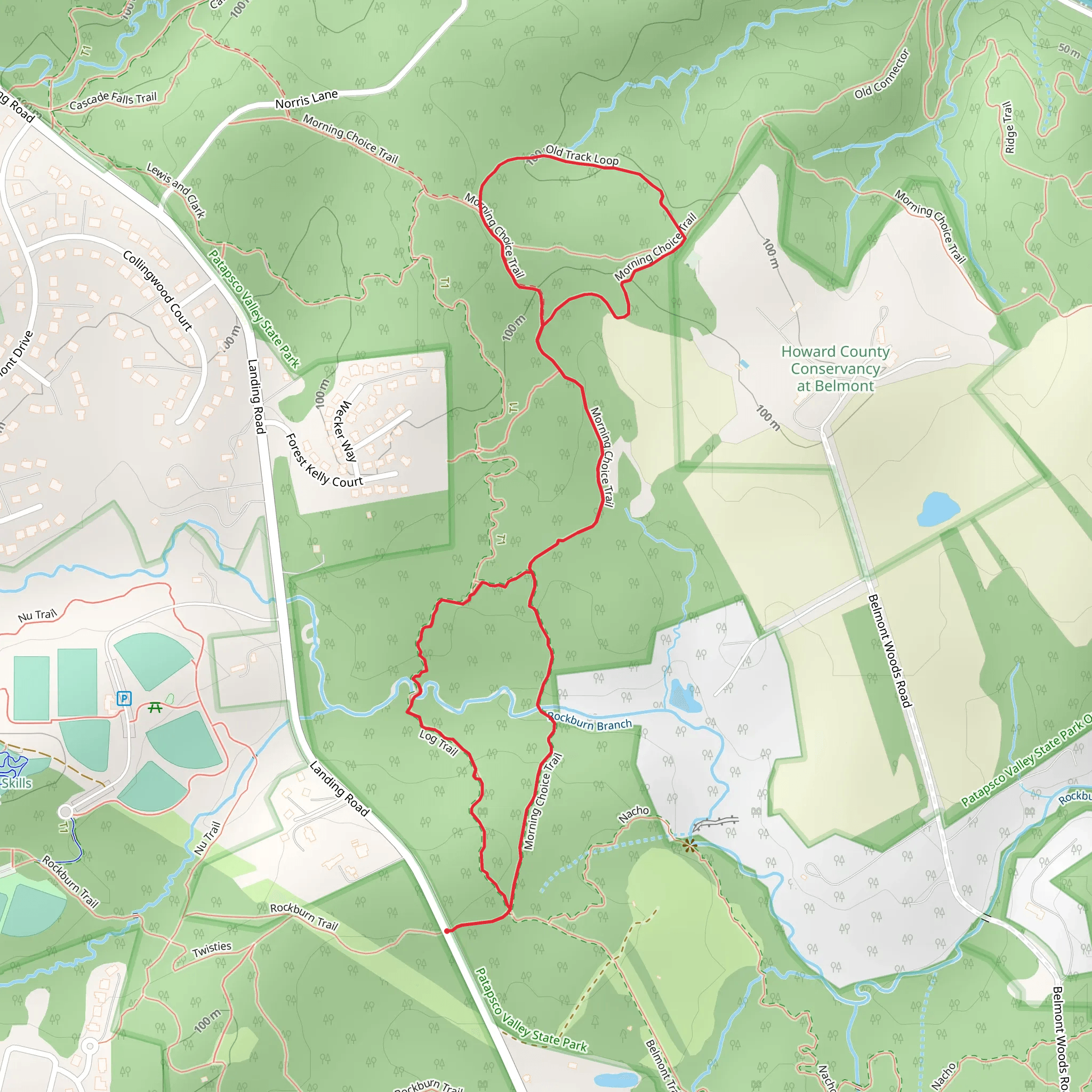 Morning Choice and Log Loop Trail mobile static map