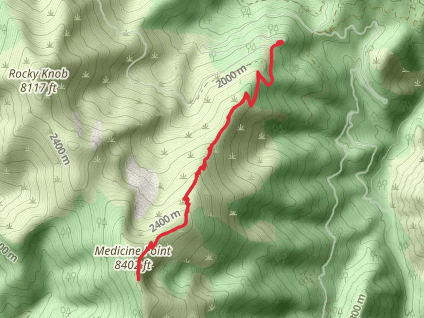 An image depicting the trail Medicine Point Lookout Trail and its surrounding area.