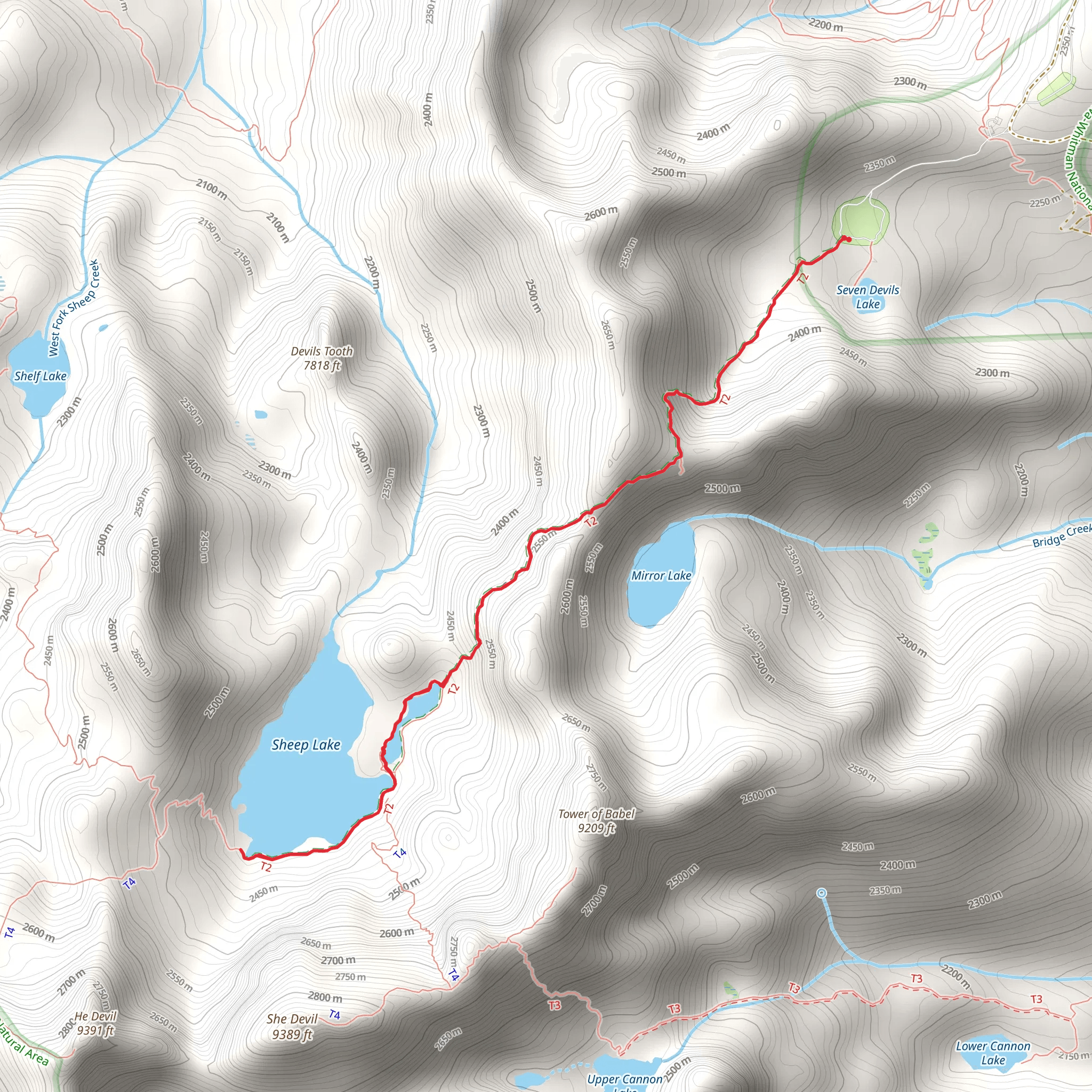 Sheep Lake Short Route mobile static map