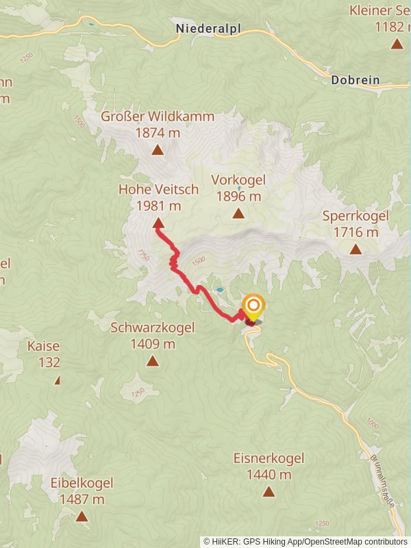 Brunnalm to Hohe Veitsch mobile static map