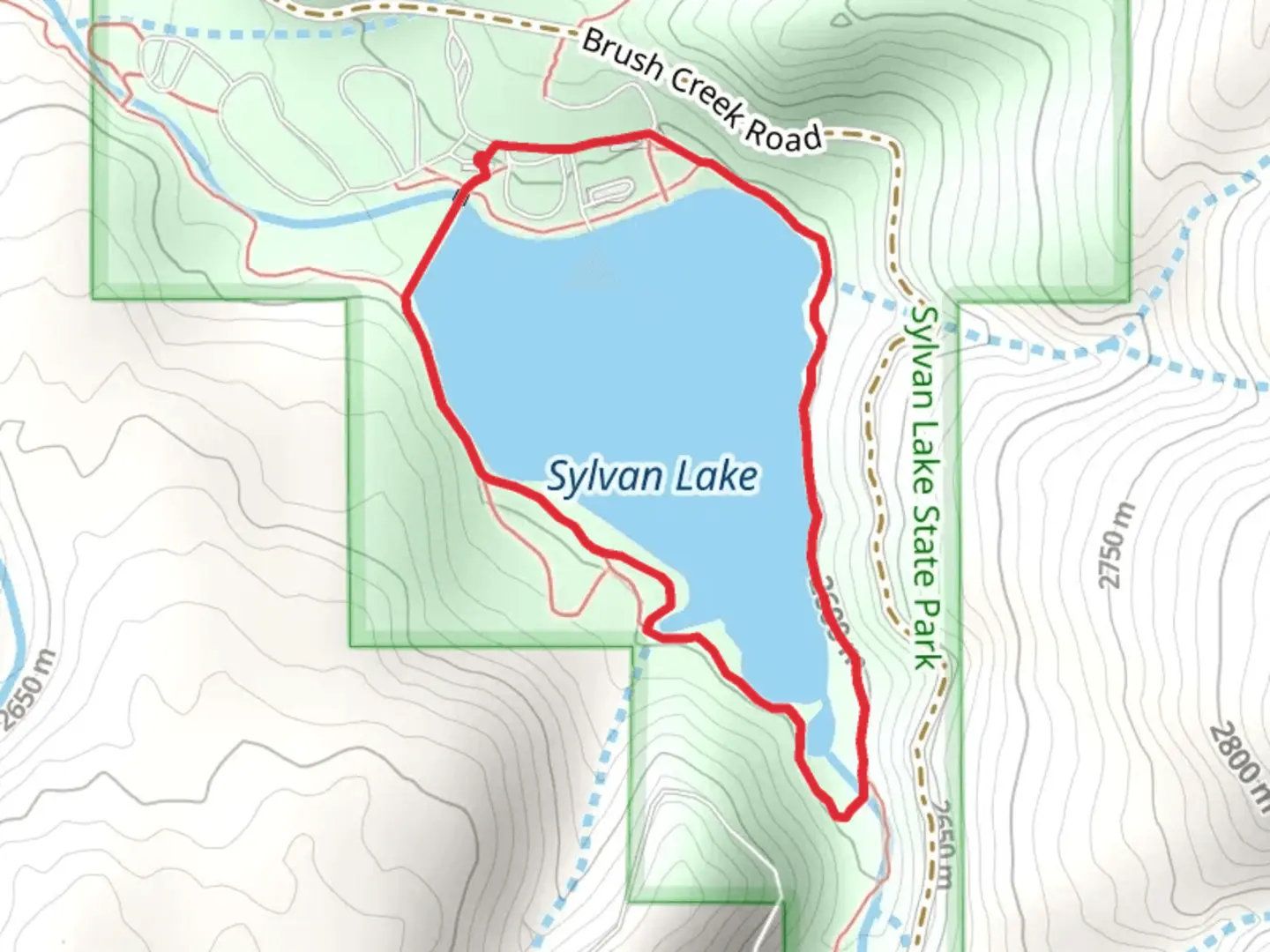 An image depicting the trail Sylvan Lake Loop and its surrounding area.