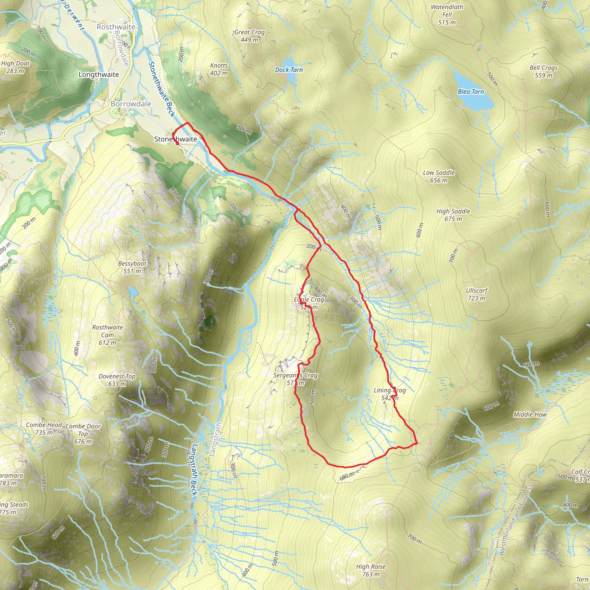 Eagle Crag from Stonethwaite mobile static map