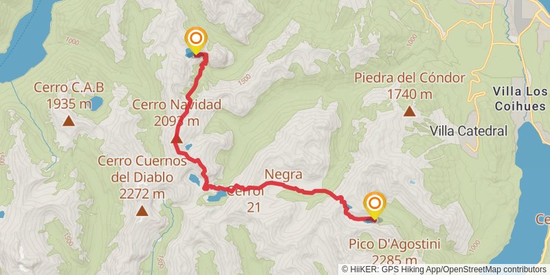 Bariloche Hut To Hut stage 2 Map