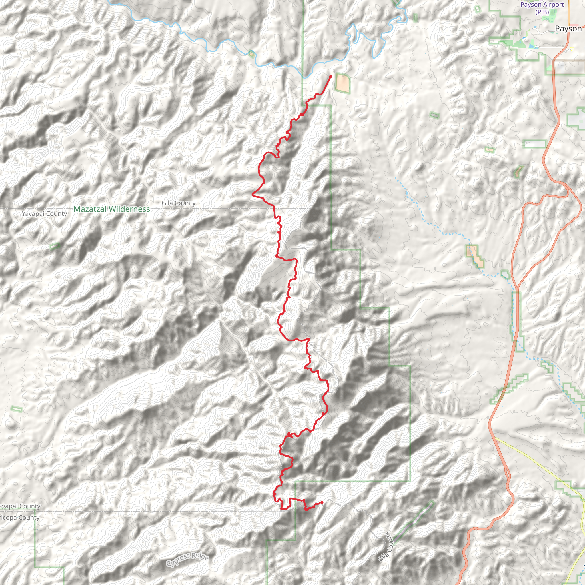 Mazatzal Divide Trail mobile static map