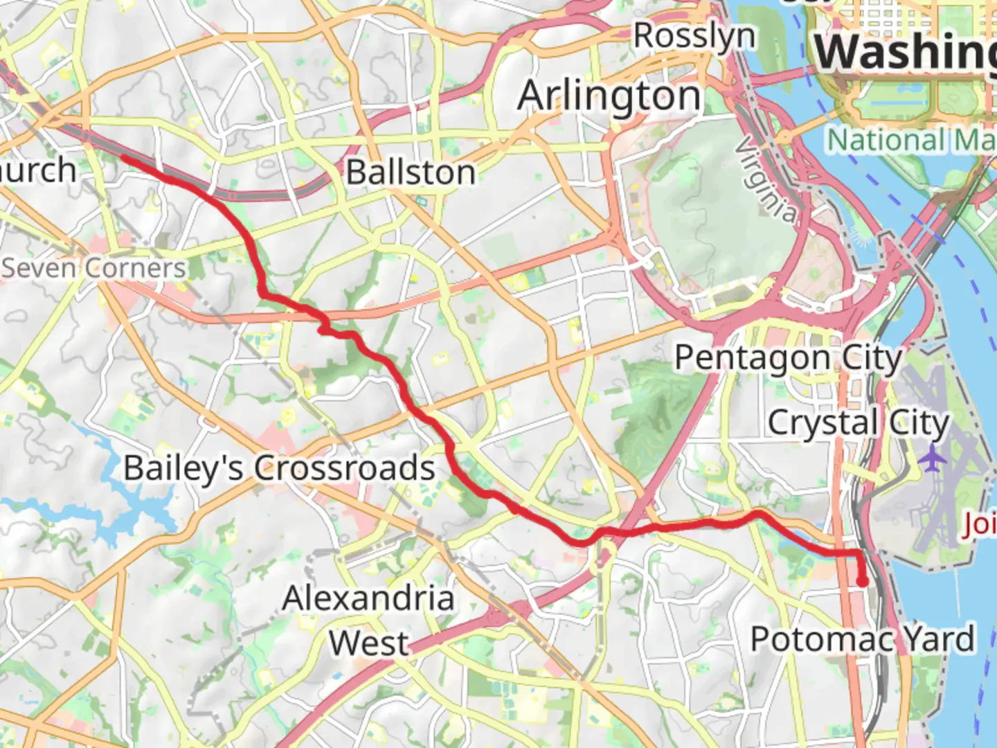 An image depicting the trail Four Mile Run Trail and its surrounding area.