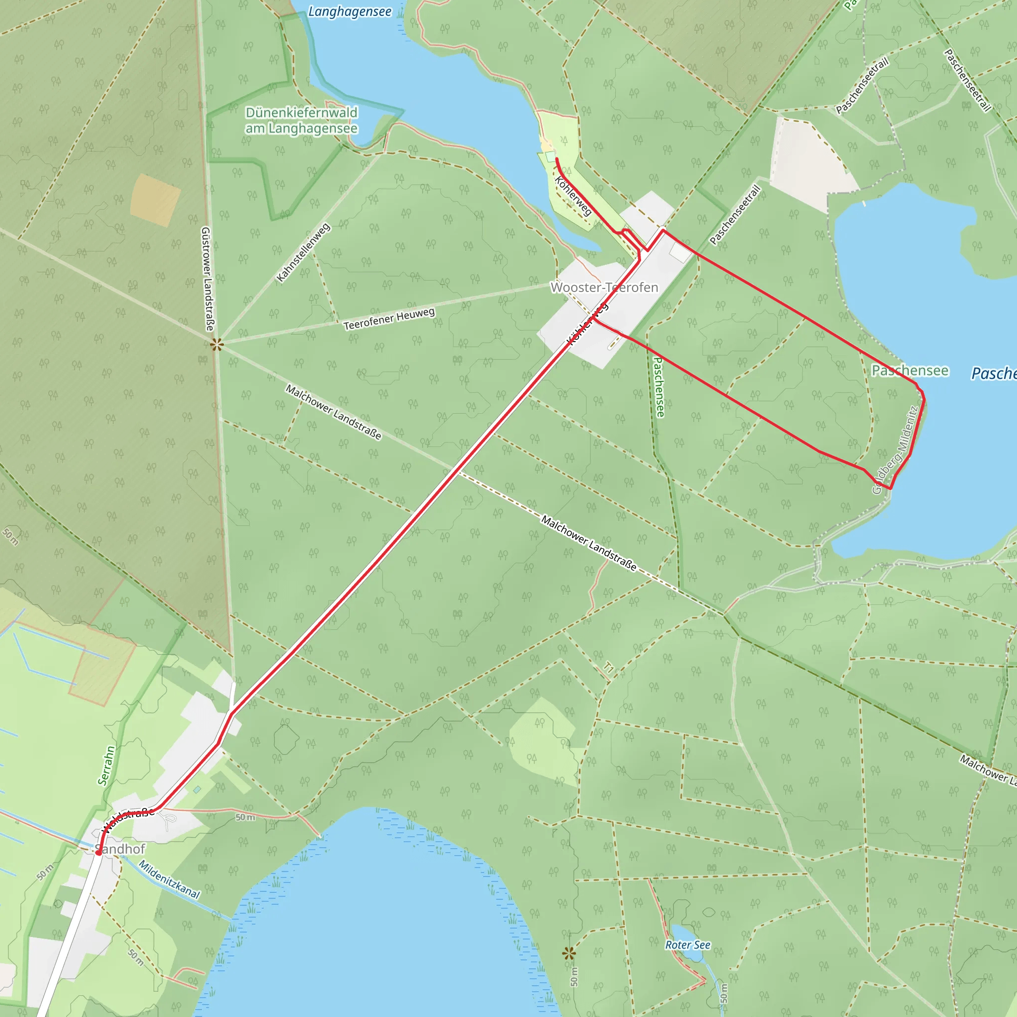 Langhagensee and Paschensee mobile static map
