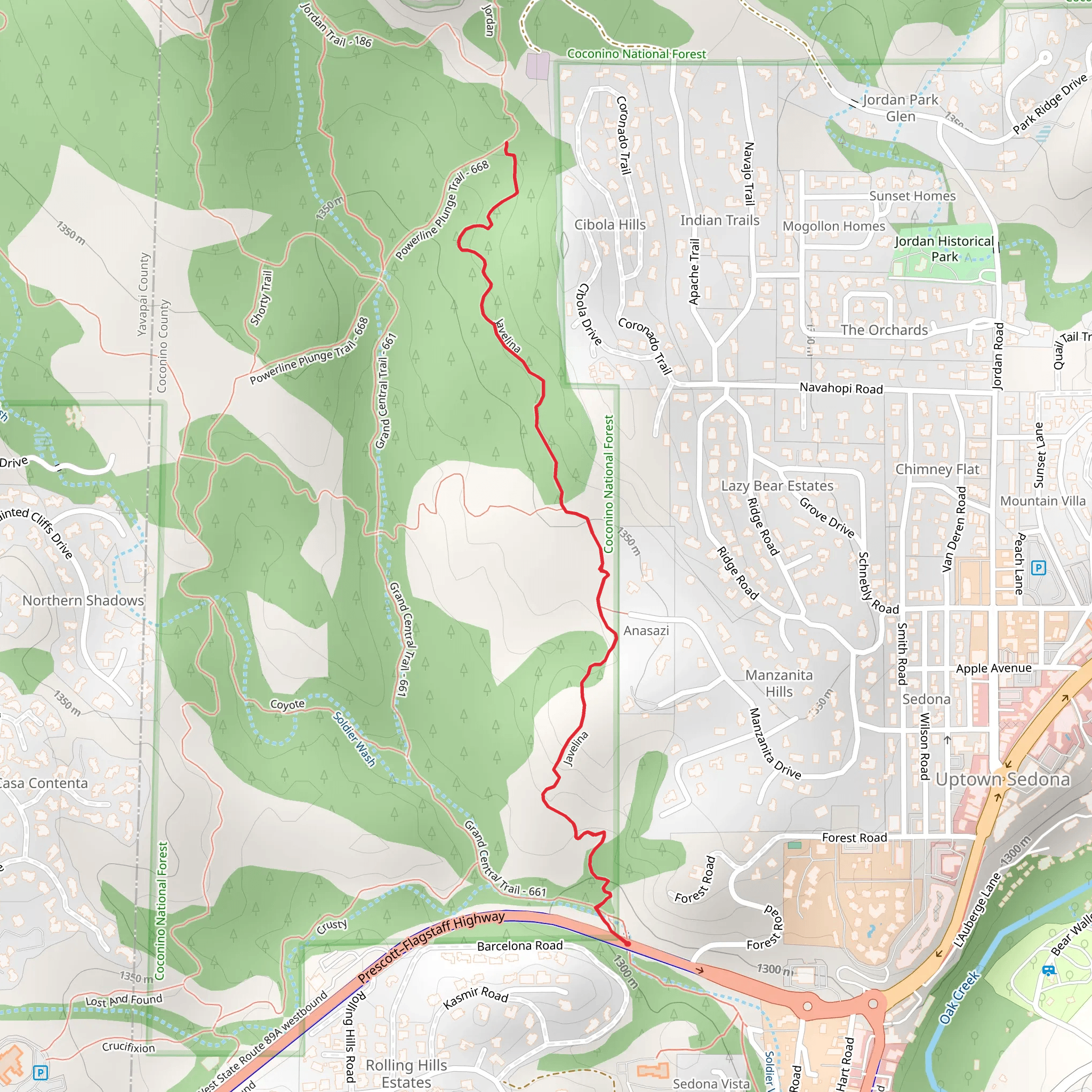 Javelina Trail mobile static map