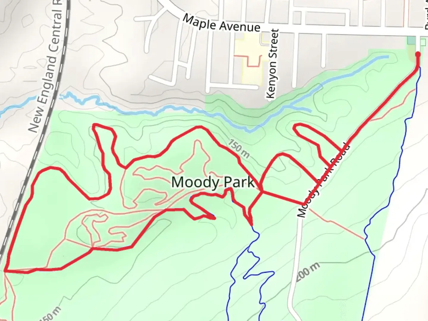 An image depicting the trail Moody Park Loop and its surrounding area.
