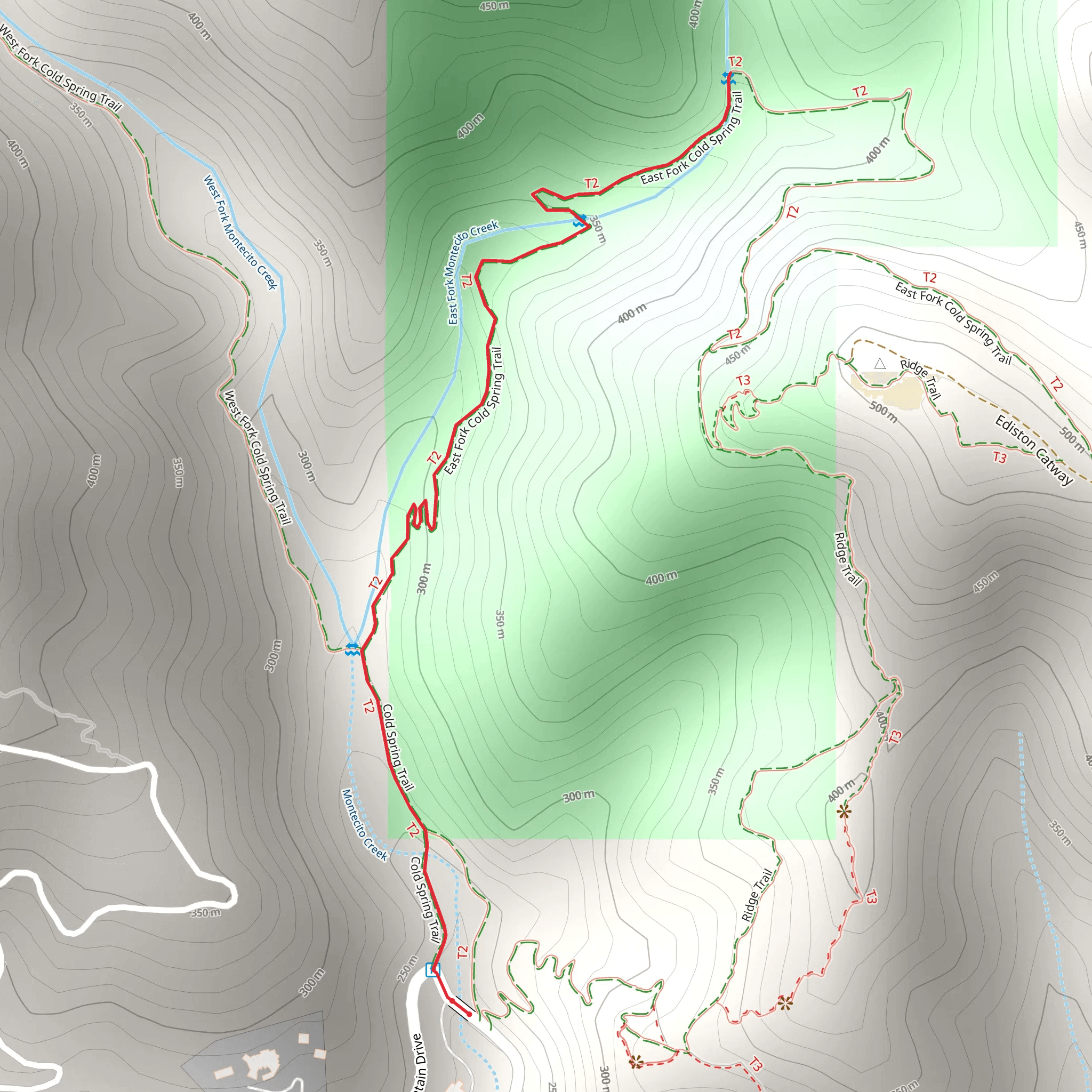East Fork Cold Spring Trail mobile static map