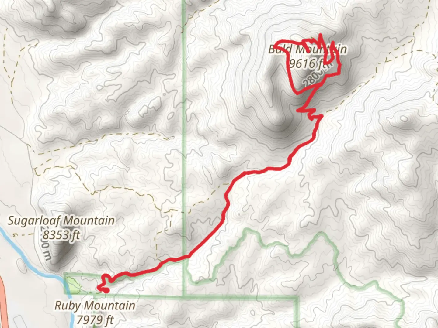 An image depicting the trail Bald Mountain Loop from Turtle Trail Parking and its surrounding area.