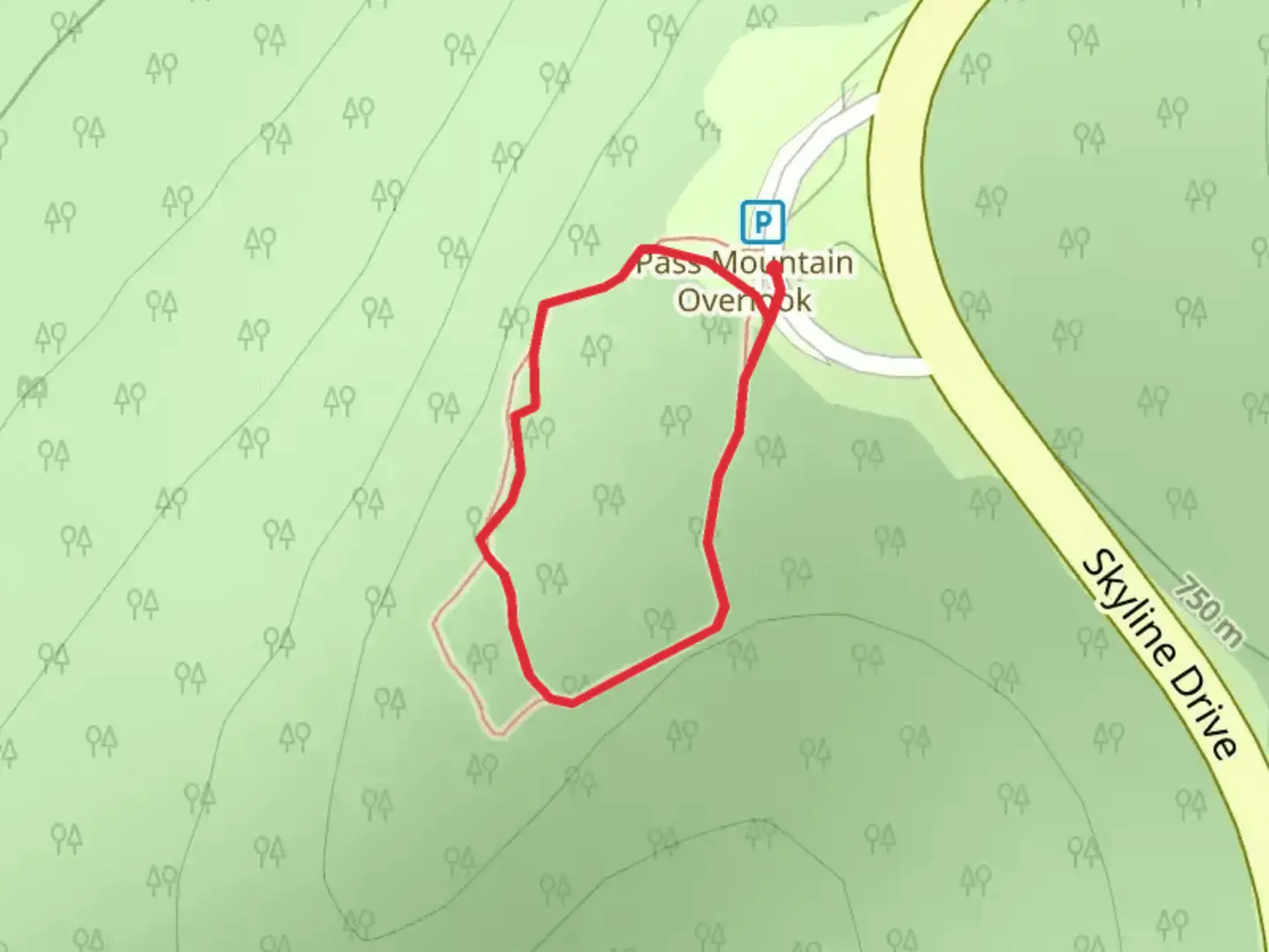 An image depicting the trail Pass Mountain Stroller Loop Trail and its surrounding area.