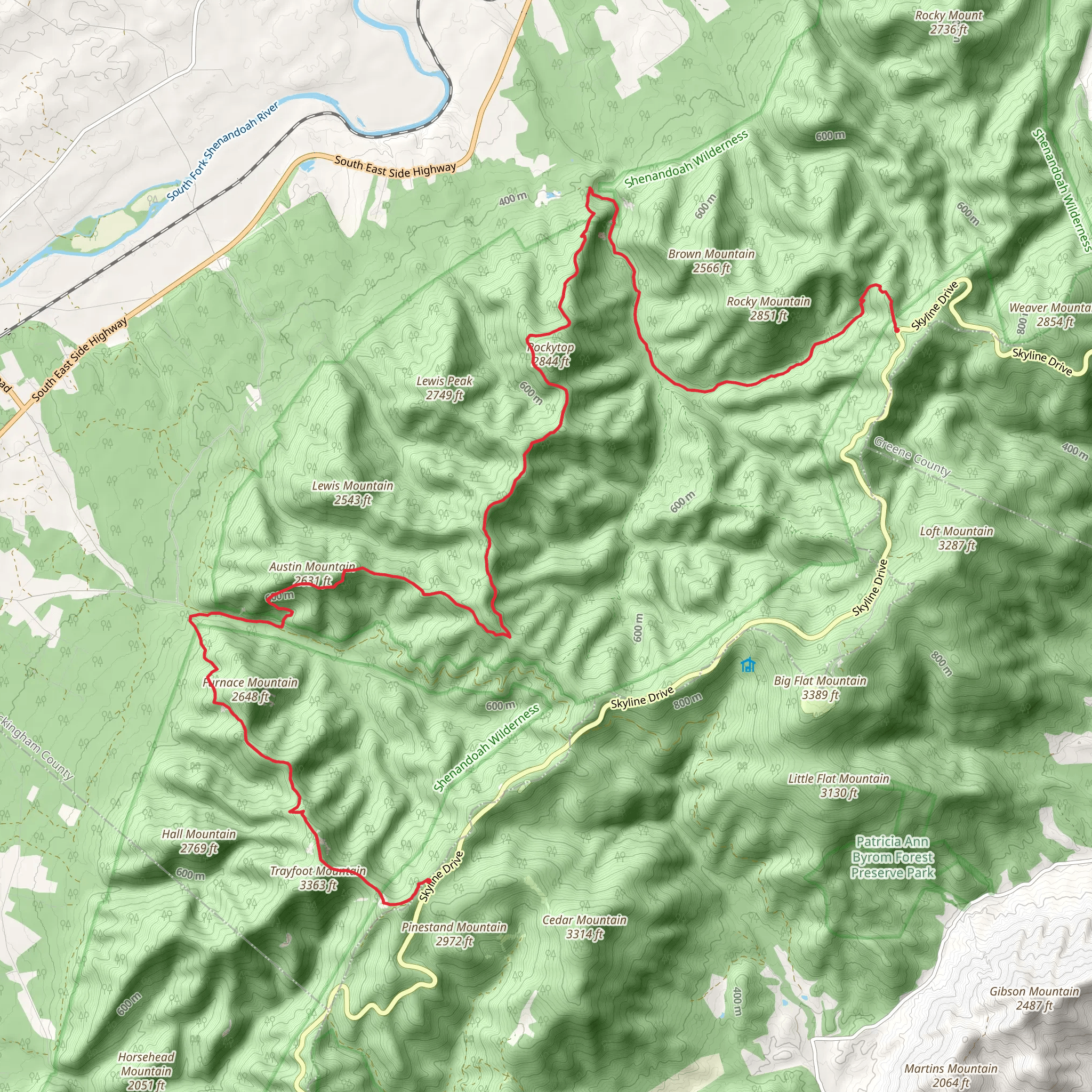 Rockytop and Austin Mountain via Rockytop Trail mobile static map
