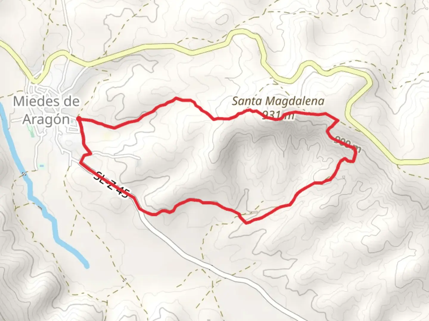 An image depicting the trail Miedes de Aragon - Cerro Magdalena SL Z 45 and its surrounding area.
