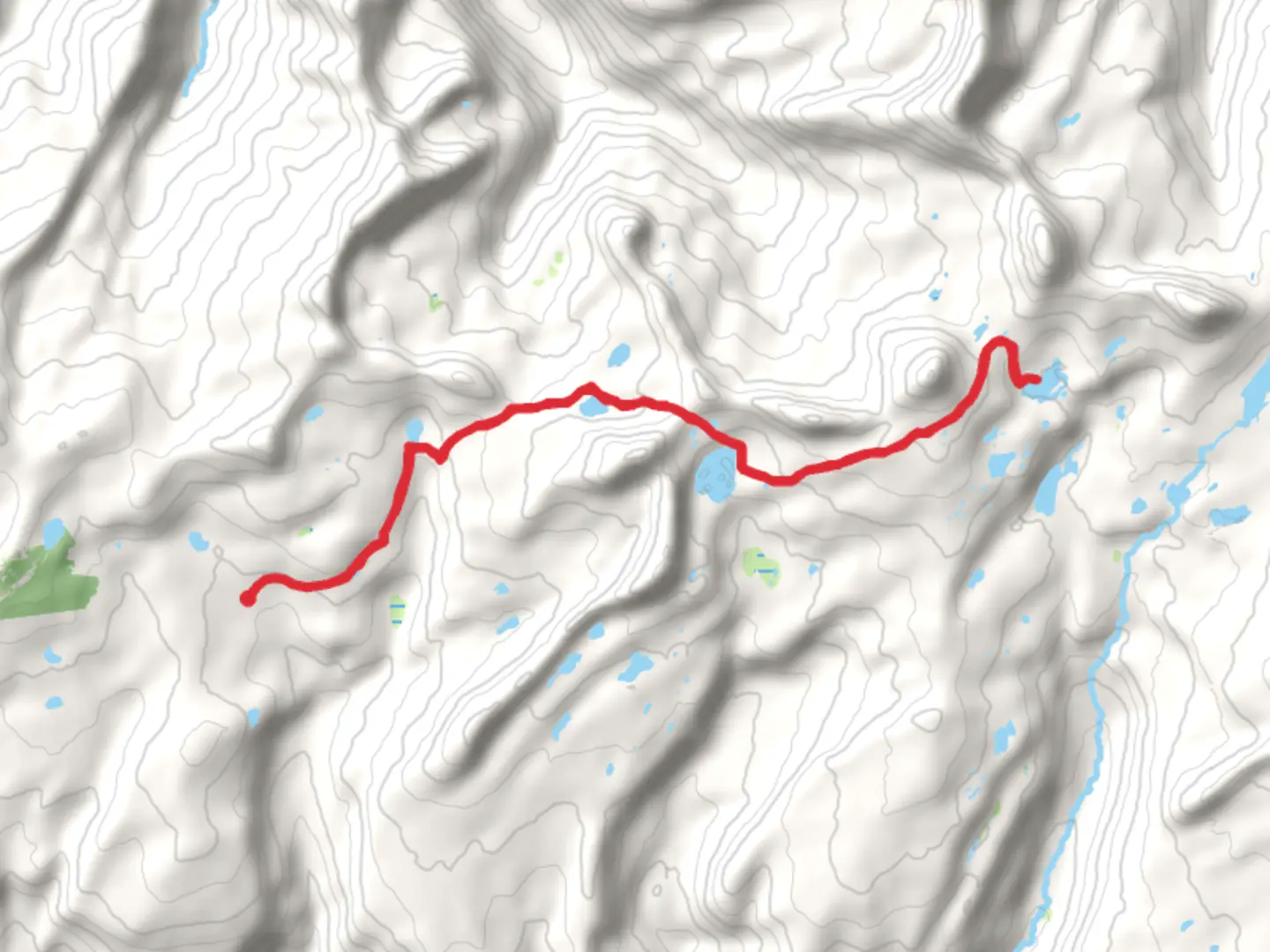 An image depicting the trail Upper Setting Trail, Big Elk Lake Trail and Island Lake and its surrounding area.
