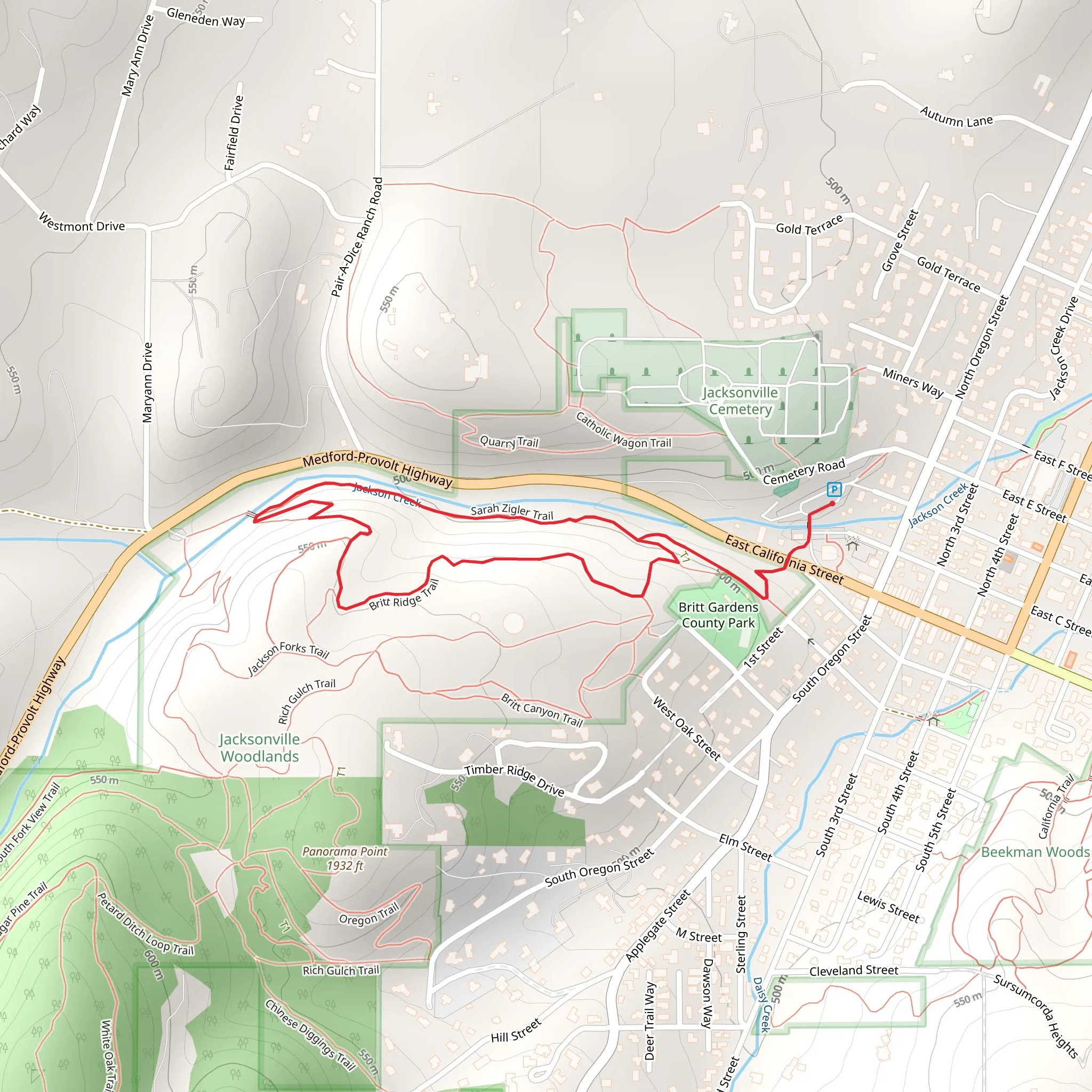 Britt Ridge and Sarah Zigler Loop Trail mobile static map