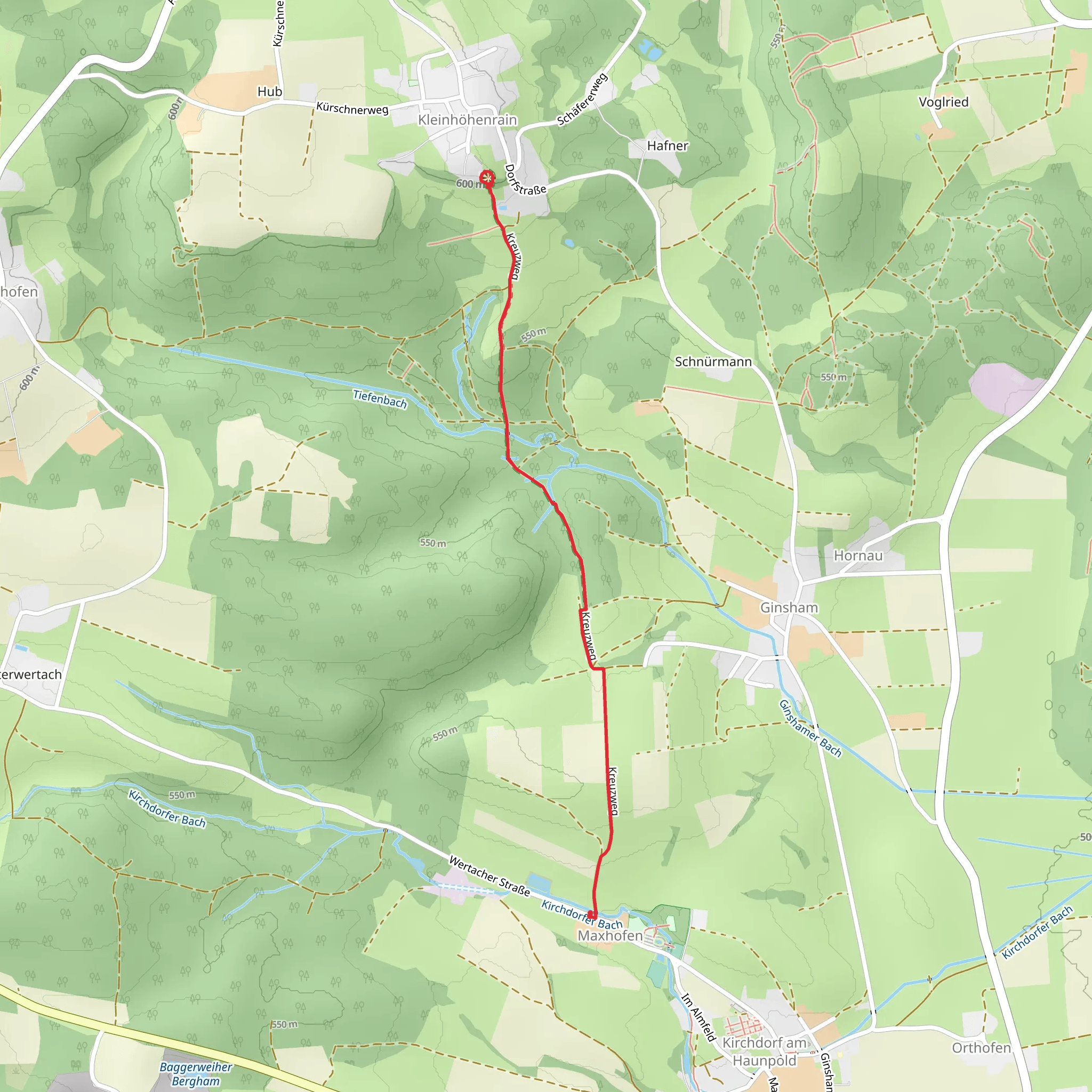 Filialkirche St Bartholomäus via Kreuzweg Kleinhoehenrain mobile static map