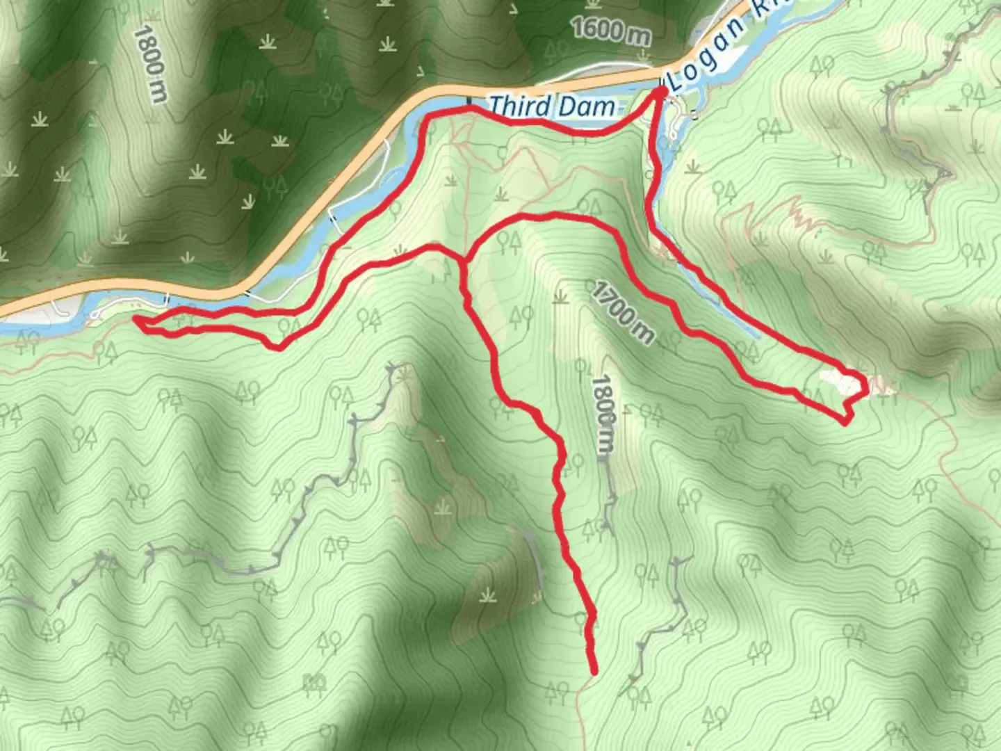 An image depicting the trail Bridger Look Off Trail and Mill Hollow Trail and its surrounding area.