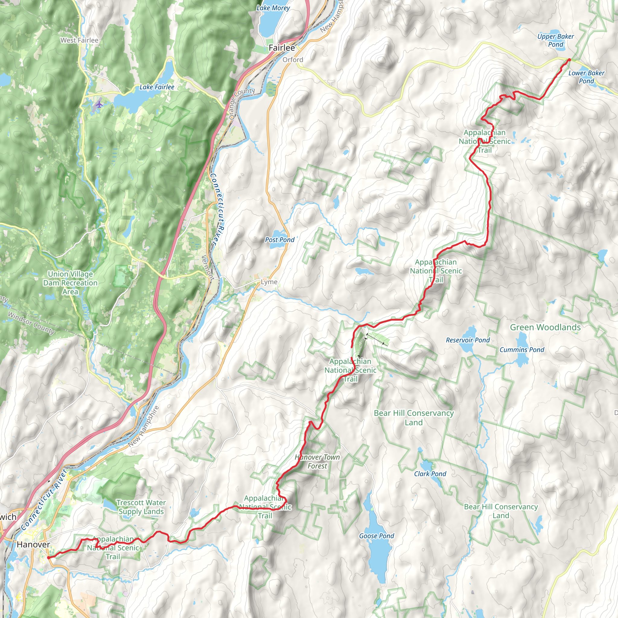 Appalachian Trail Section Hike - Hanover to Wentworth mobile static map