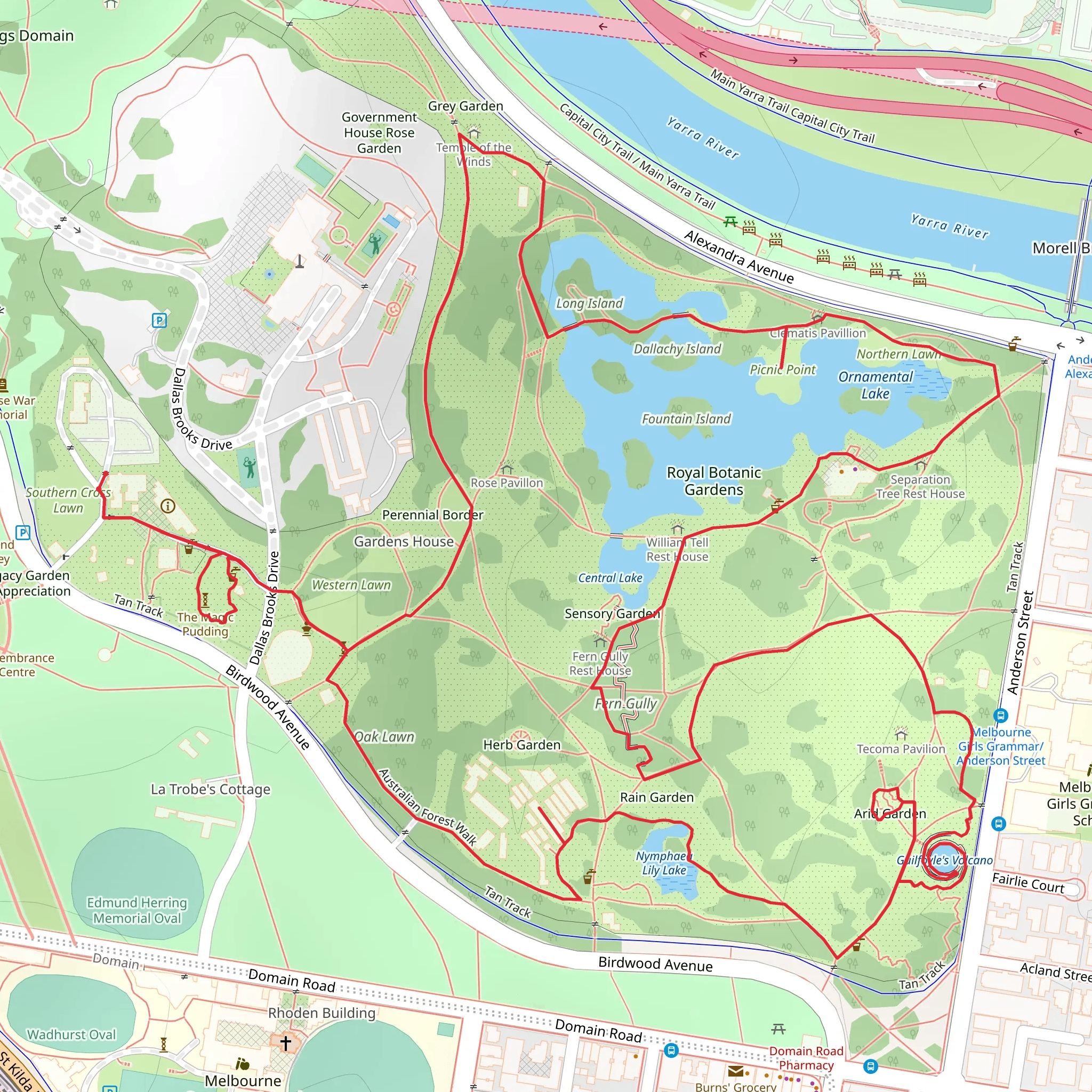Royal Botanic Gardens Melbourne Walk mobile static map