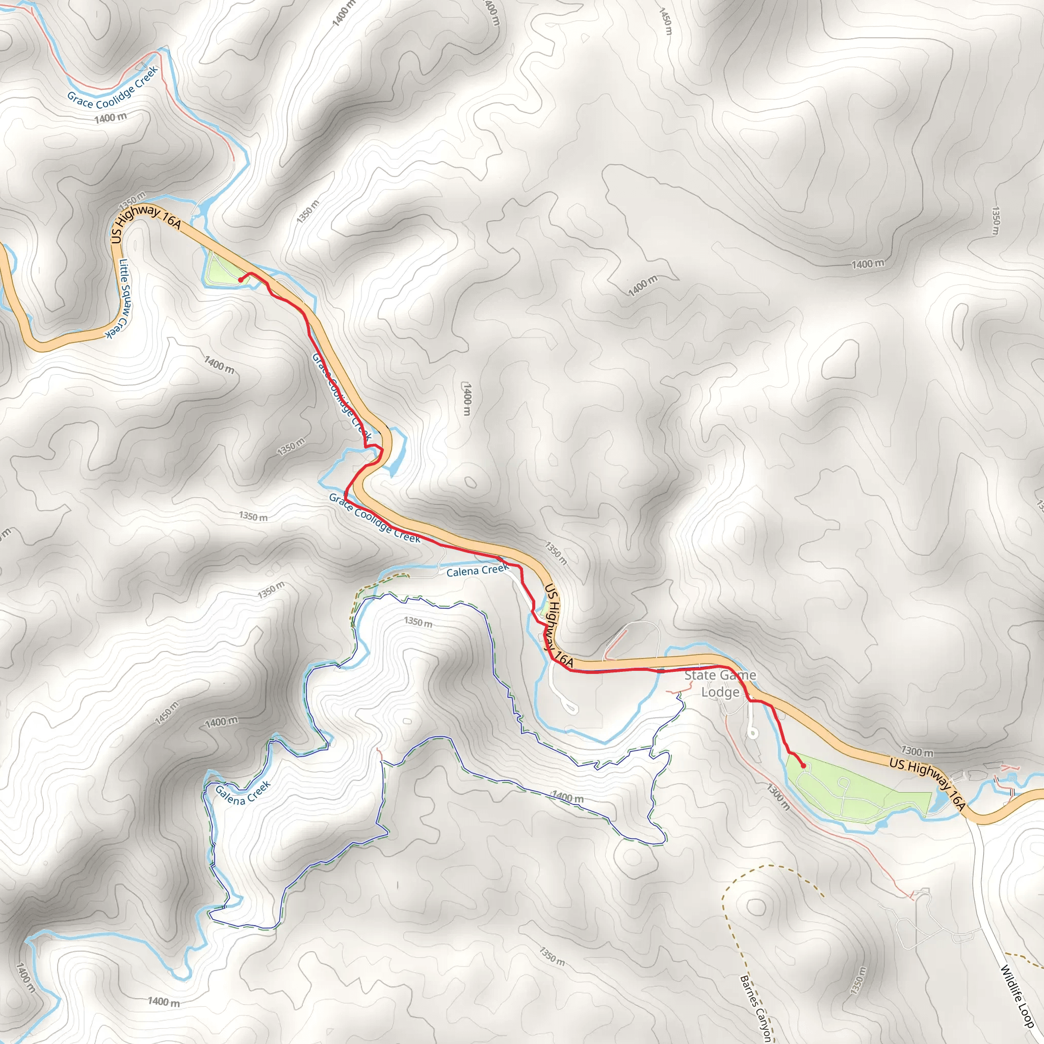 Walk along Grace Coolidge Creek mobile static map