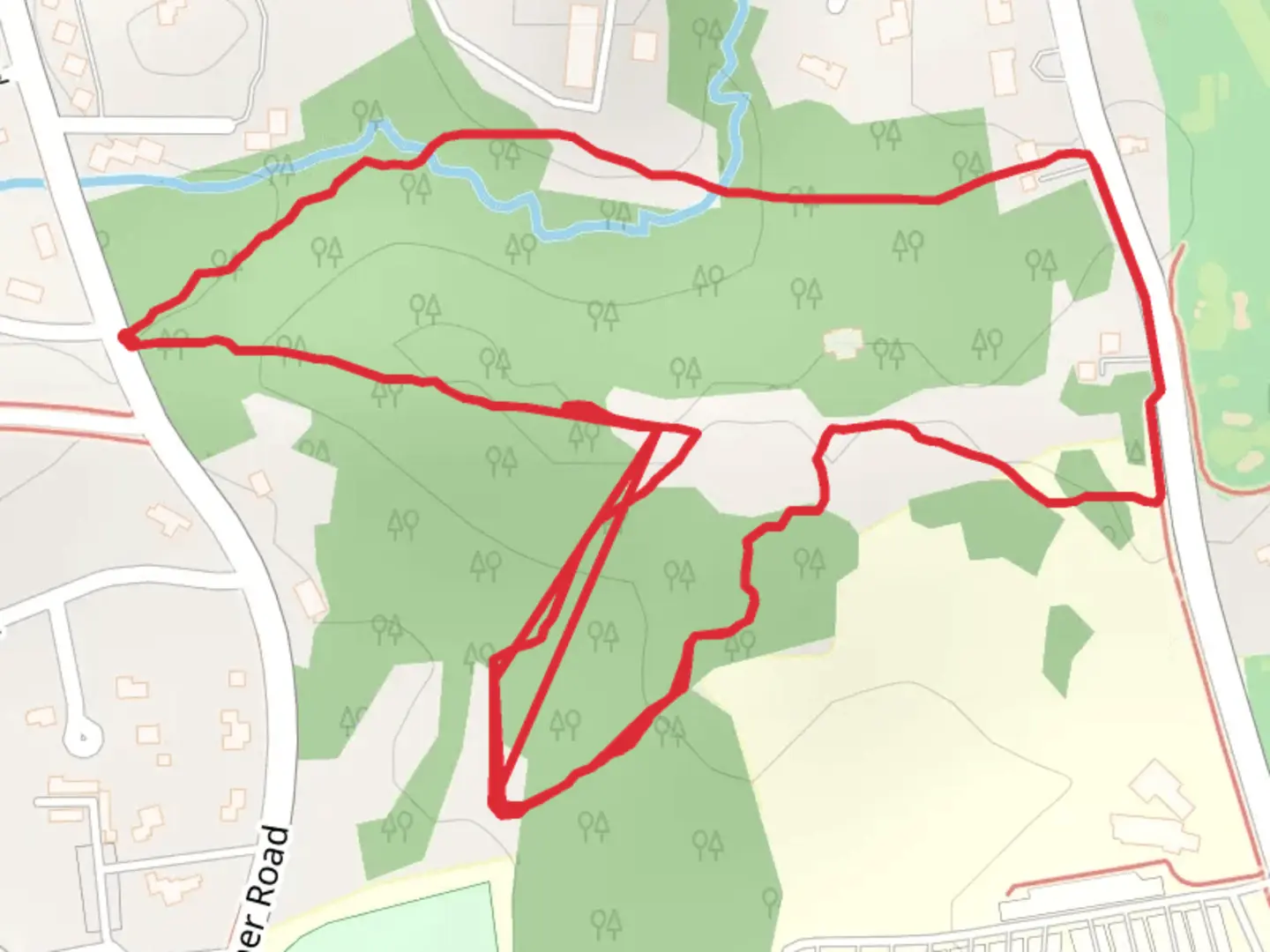 An image depicting the trail Triphammer Road Loop and its surrounding area.