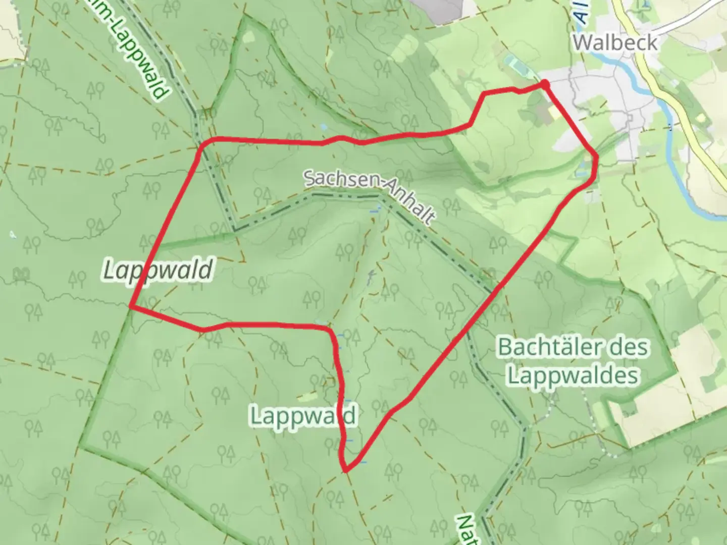 An image depicting the trail Lappwald Rundwanderweg Loop and its surrounding area.