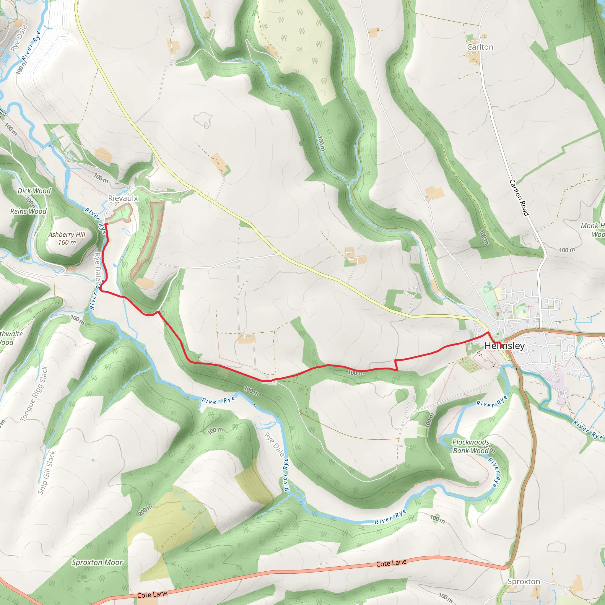 Blackdale Howl Wood and Abbot Hag Wood via Cleveland Way mobile static map
