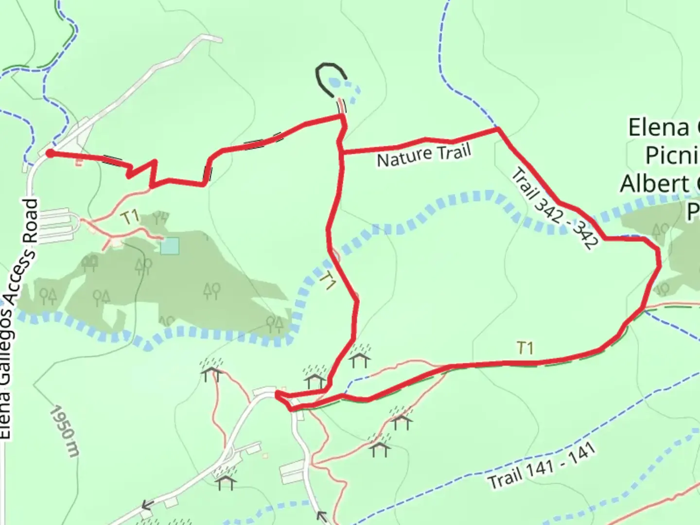 An image depicting the trail Elena Gallegos Loop and its surrounding area.
