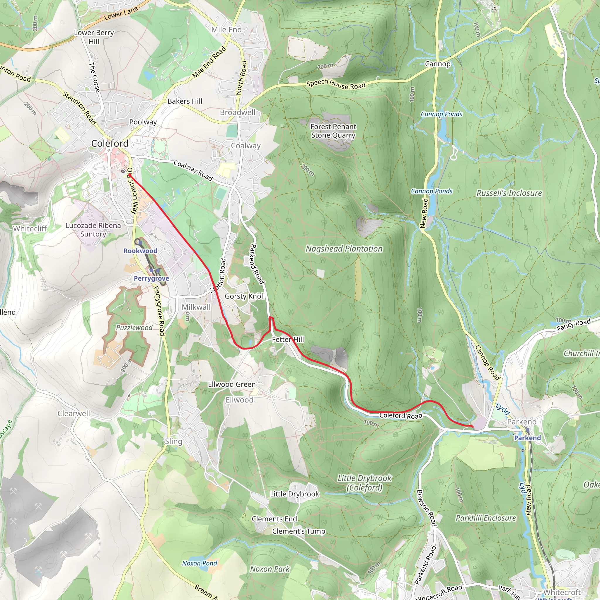 Coleford Milkwall and Parkend Railway Path mobile static map