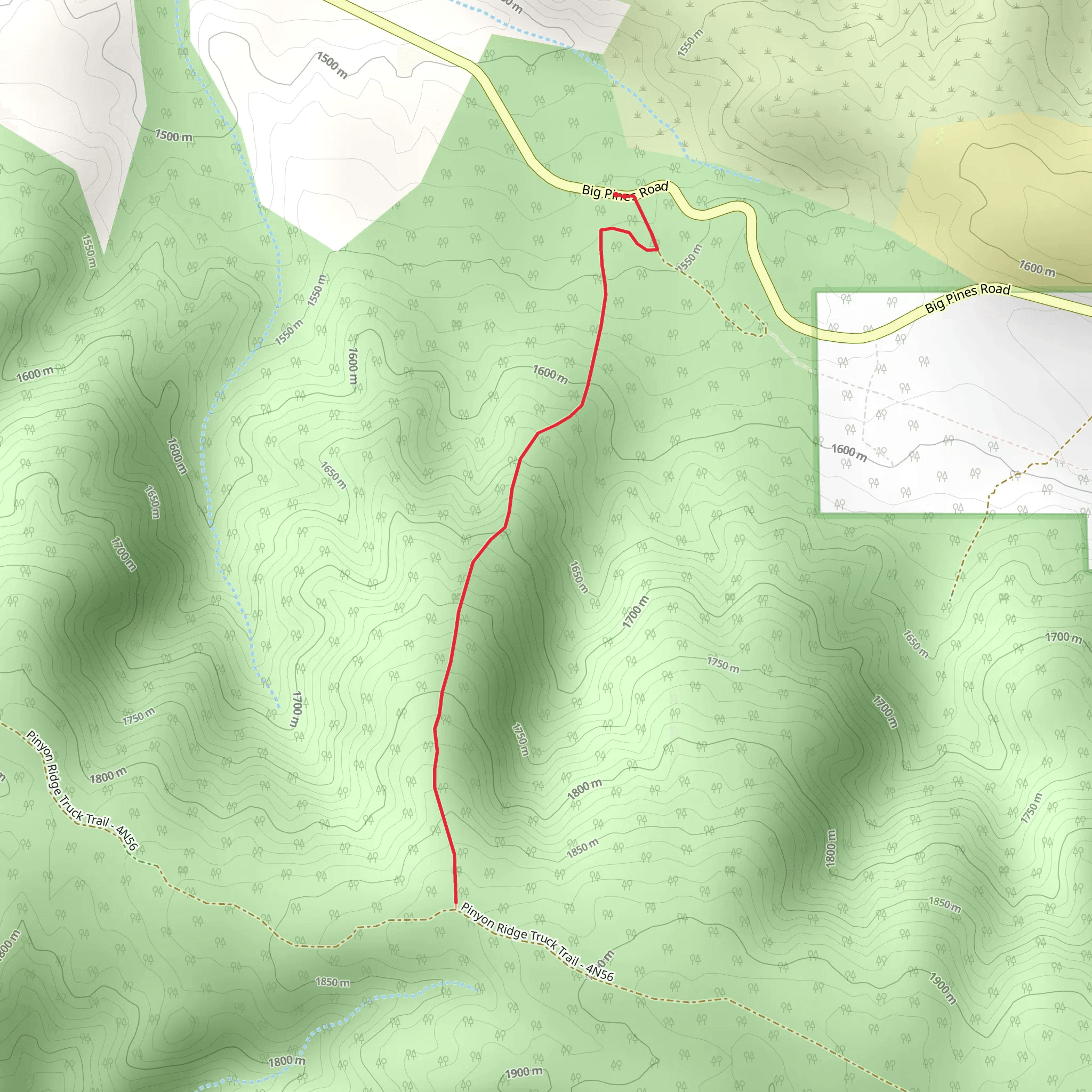 Pinyon Ridge from Big Pines Road mobile static map