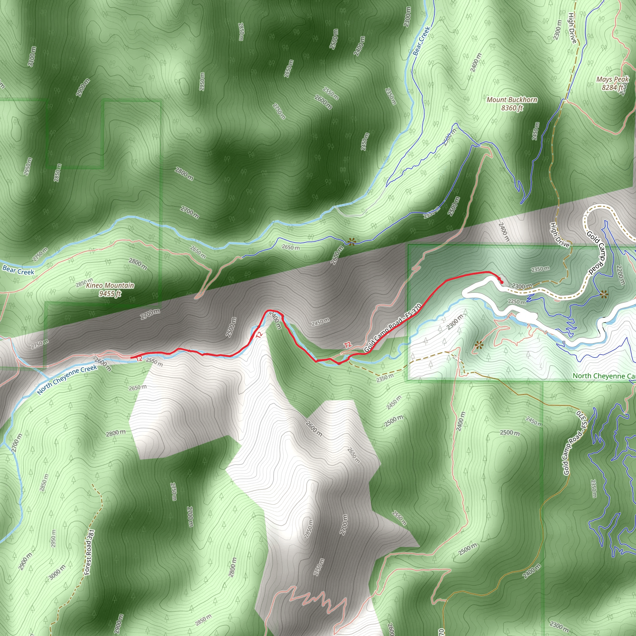 North Cheyenne Creek - Seven Bridges Trail mobile static map