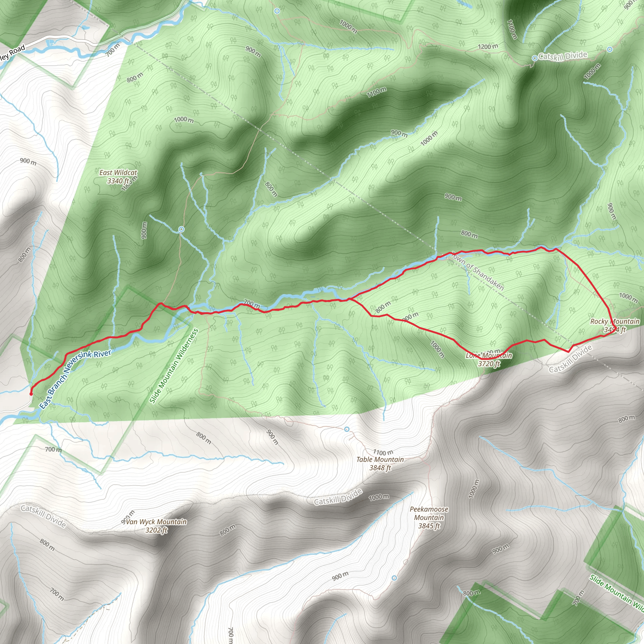 Lone Mountain and Rocky Mountain Loop via Fisherman's Path mobile static map