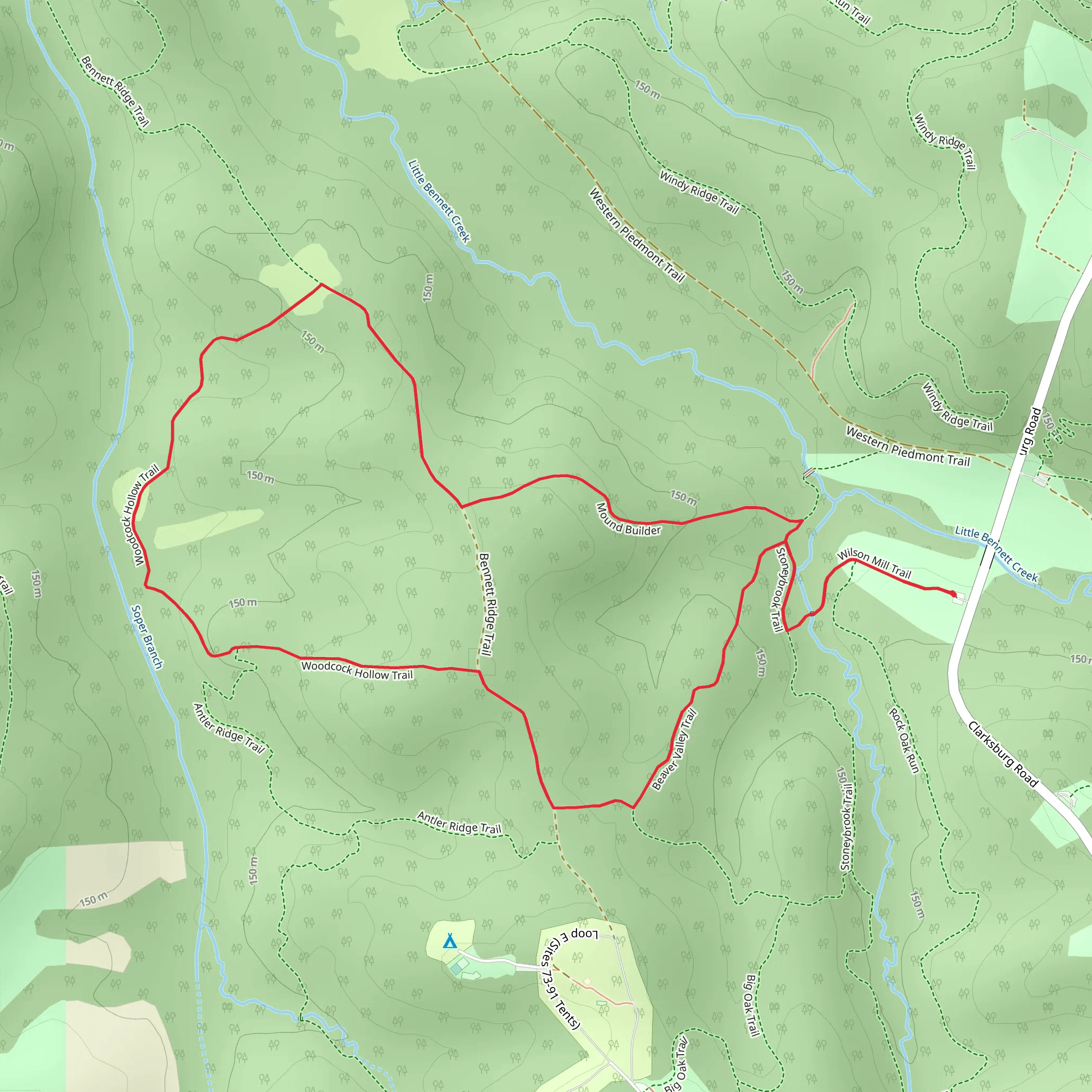 Wilson Mill Trail and Woodcock Hollow Trail Loop mobile static map