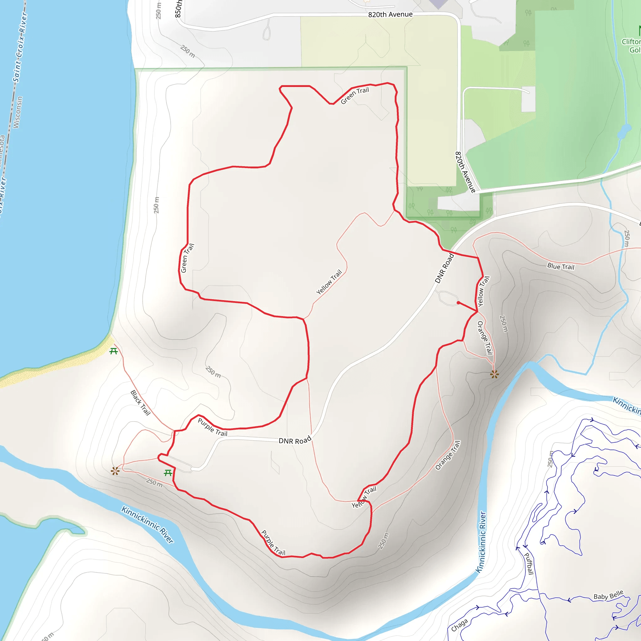 Green and Purple Loop Trail mobile static map
