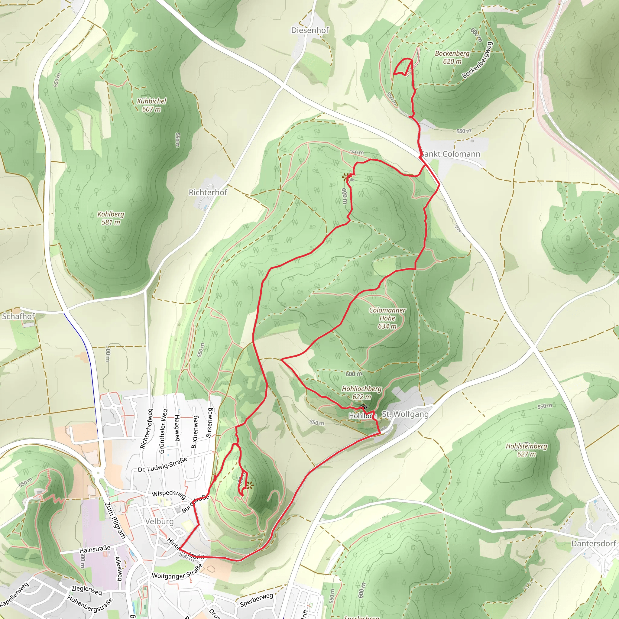 Burgruine Velburg, Osterberg and Konig-Otto-Tropfsteinhöhle Loop mobile static map