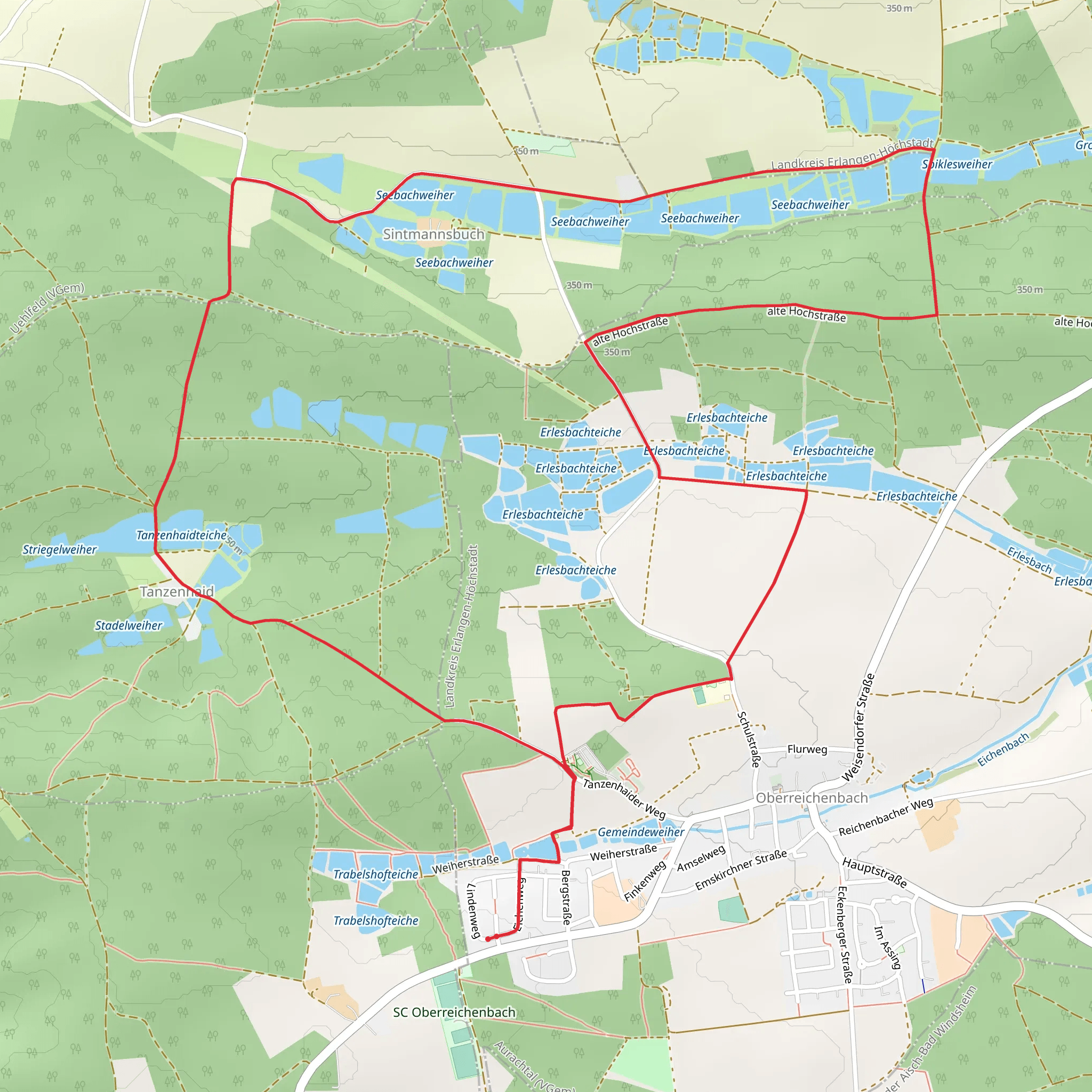 Tanzenhaidteiche, Sintmannsbuch and Erlesbachteiche Loop via Bettelhutlein Runde mobile static map