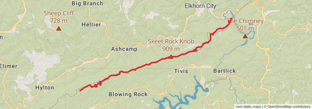 American Perimeter Trail - Southern Appalachian Primary stage 54 Map