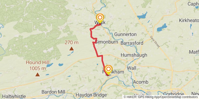 Ravenglass to Berwick - upon - Tweed Walk stage 11 Map
