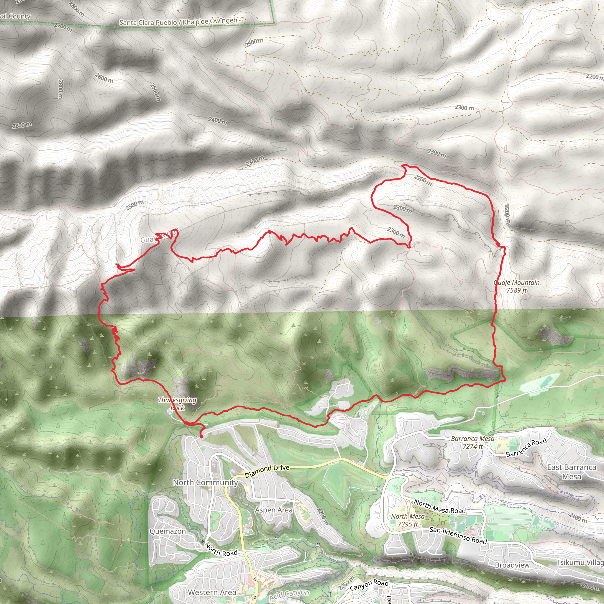 Upper Guaje Trail, Pajarito Trail and Perimeter Trail Loop mobile static map