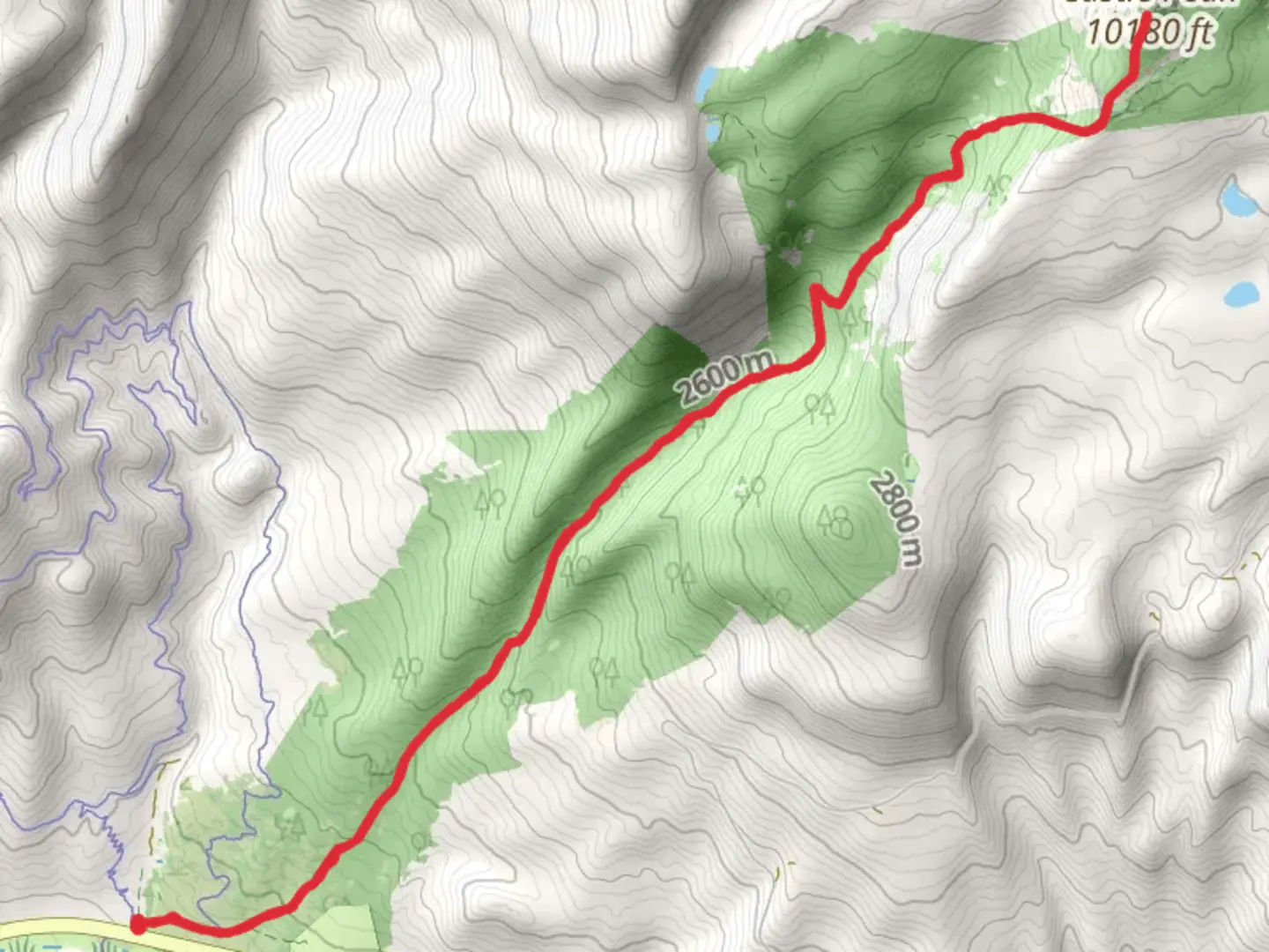 An image depicting the trail Castle Peak via Yellow Pine Trail and its surrounding area.