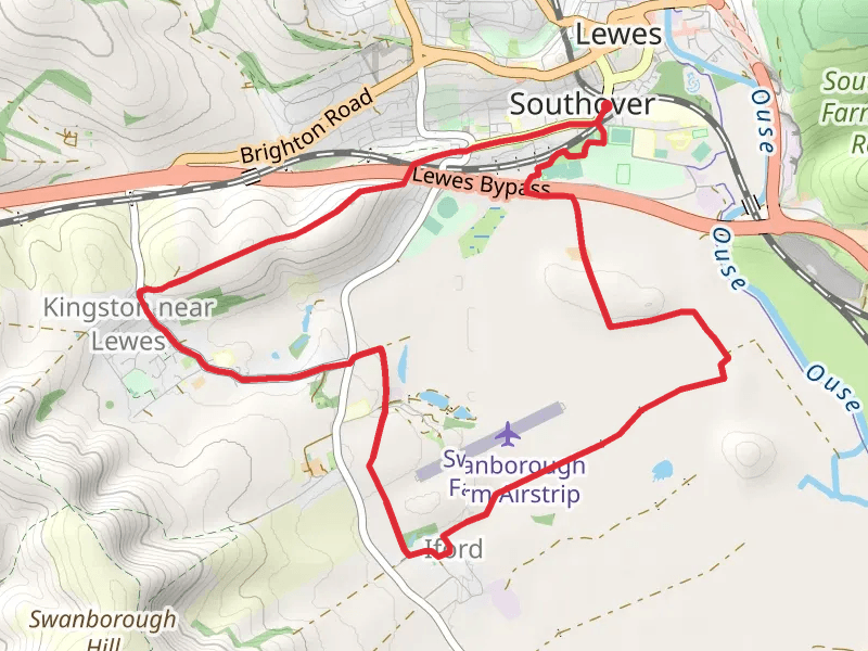 Lewes and Swanborough Loop Walk mobile static map
