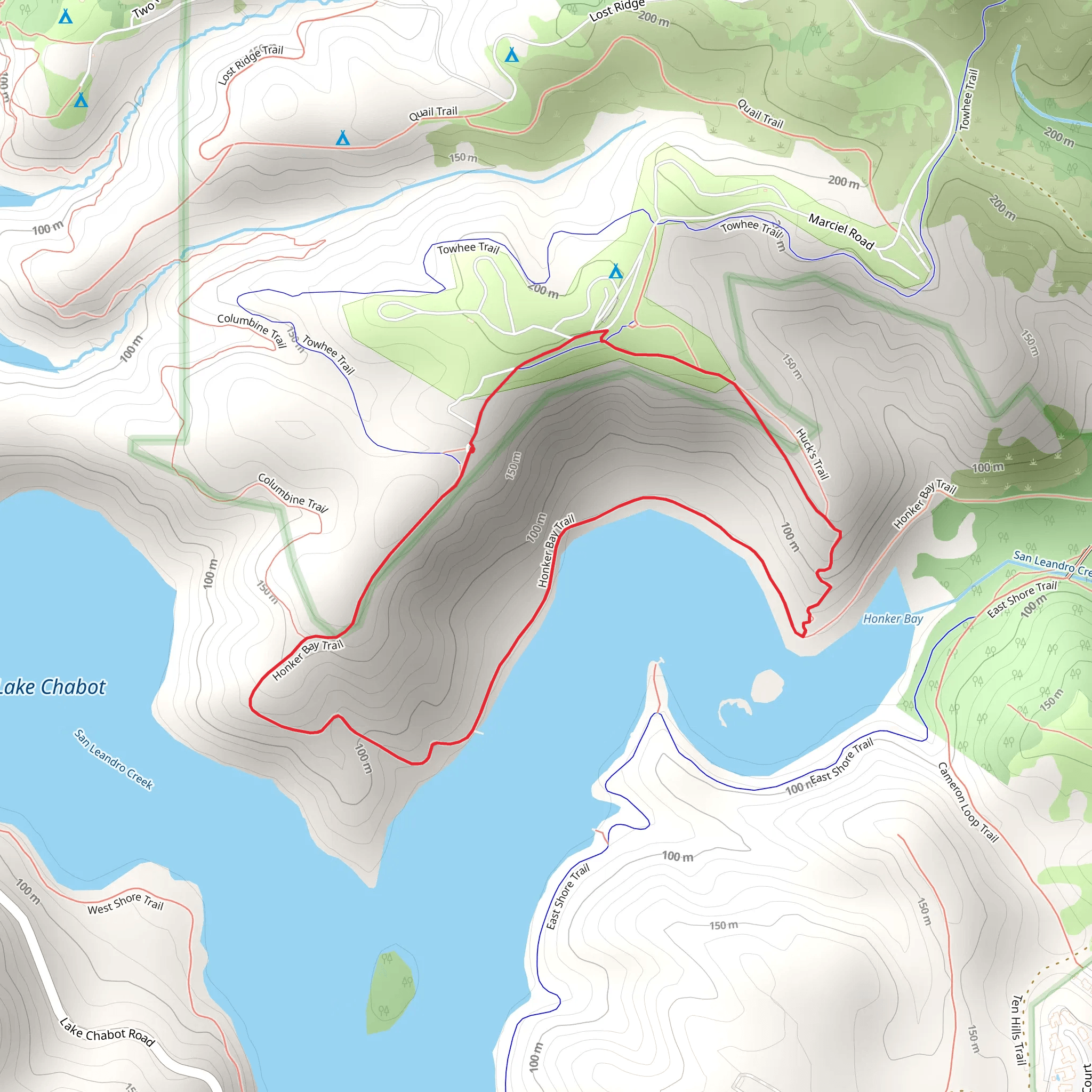 Honker Bay Trail and Huck's Trail Loop mobile static map