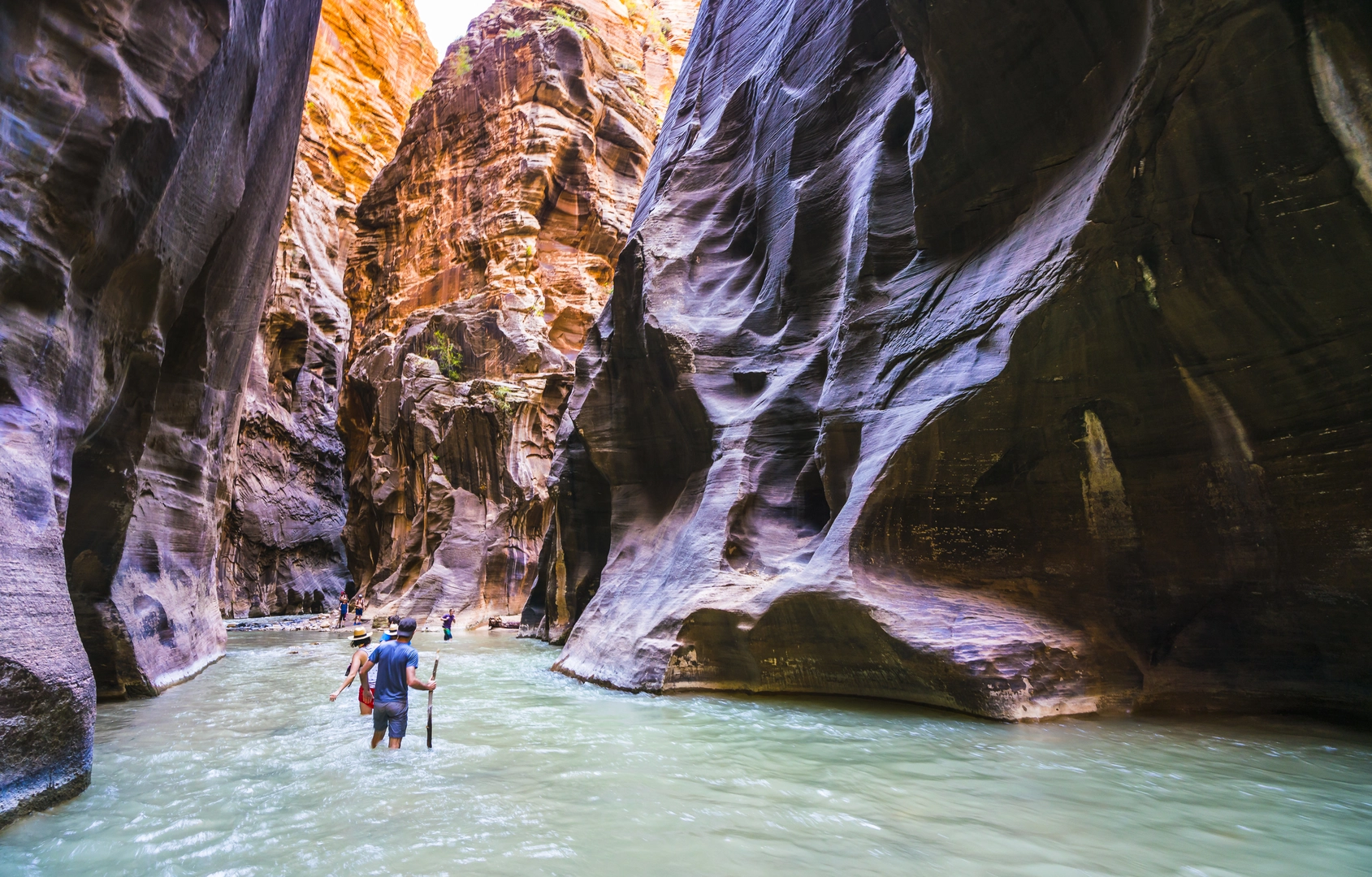 An image depicting the trail The Zion Narrows and its surrounding area.
