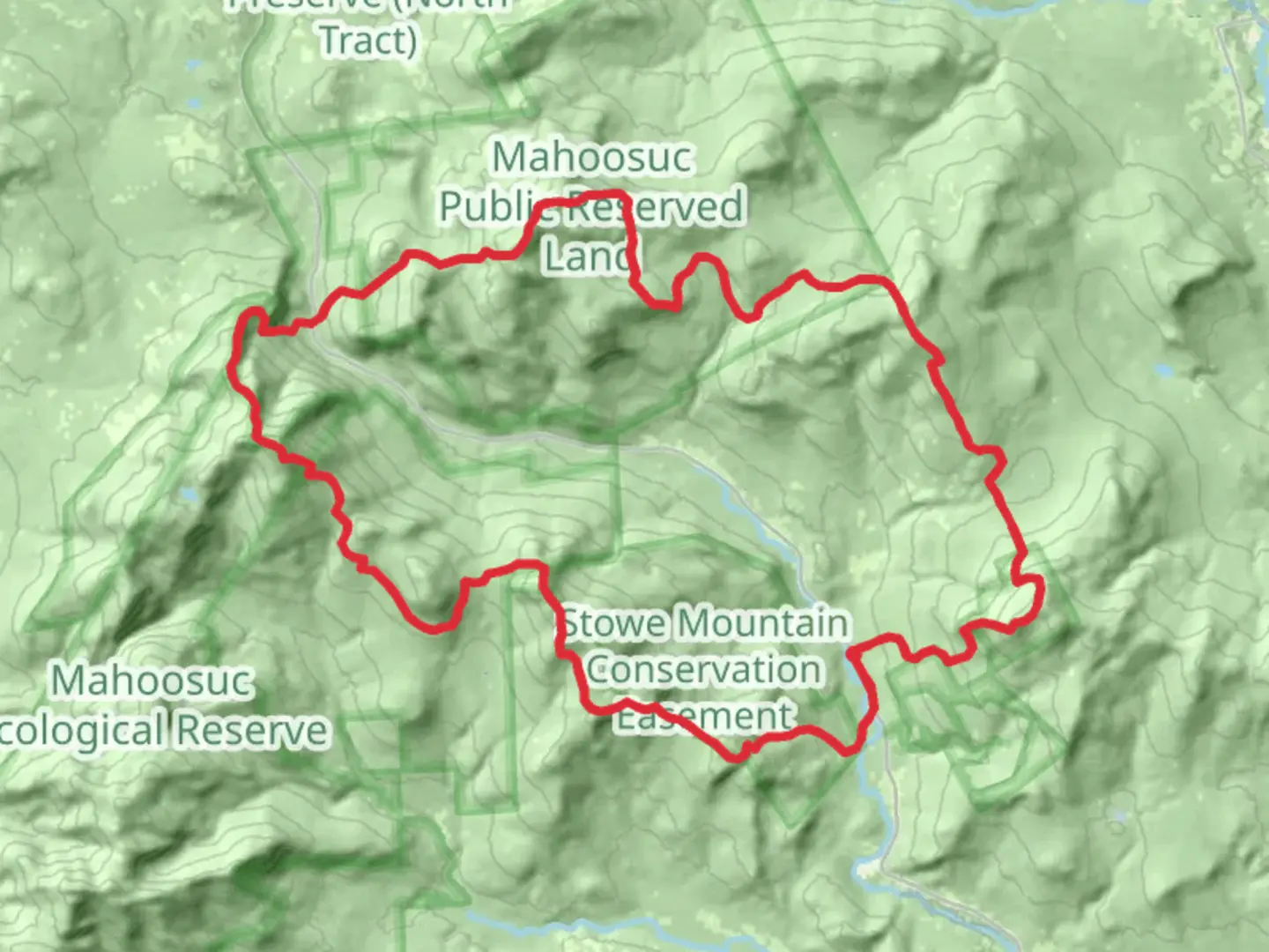 An image depicting the trail Long Mountain, East Peak, Old Speck Mountain and Stowe Mountain via Grafton Loop Trail and its surrounding area.
