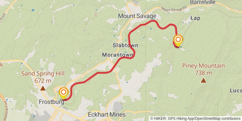 Great Allegheny Passage stage 15 Map