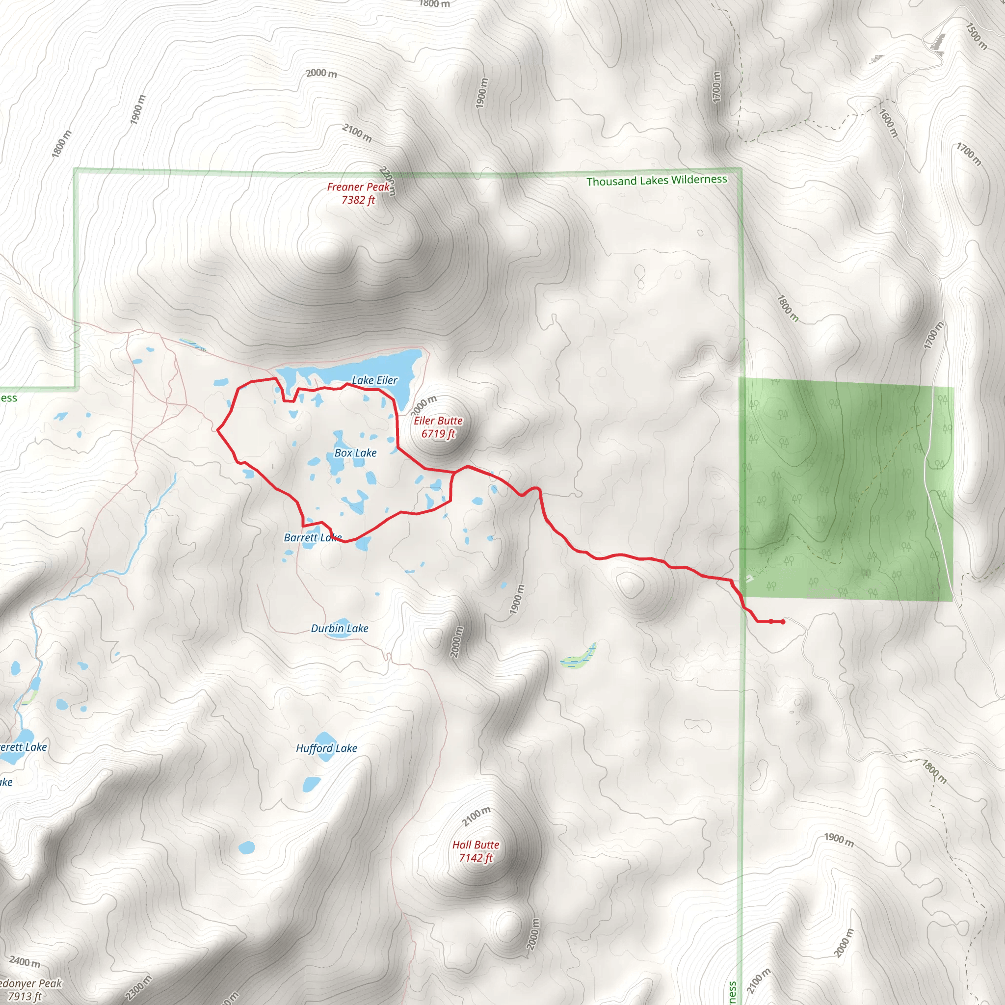 Box Lake, Lake Eiler and Eiler Butte LoopOut and Back mobile static map
