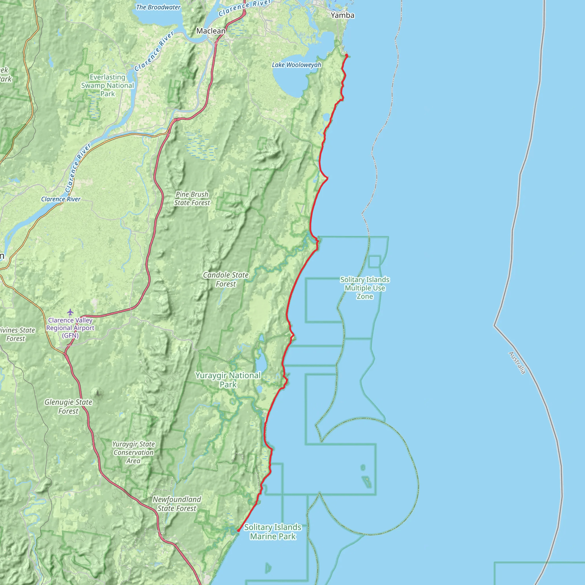 Yuraygir Coastal Walk mobile static map
