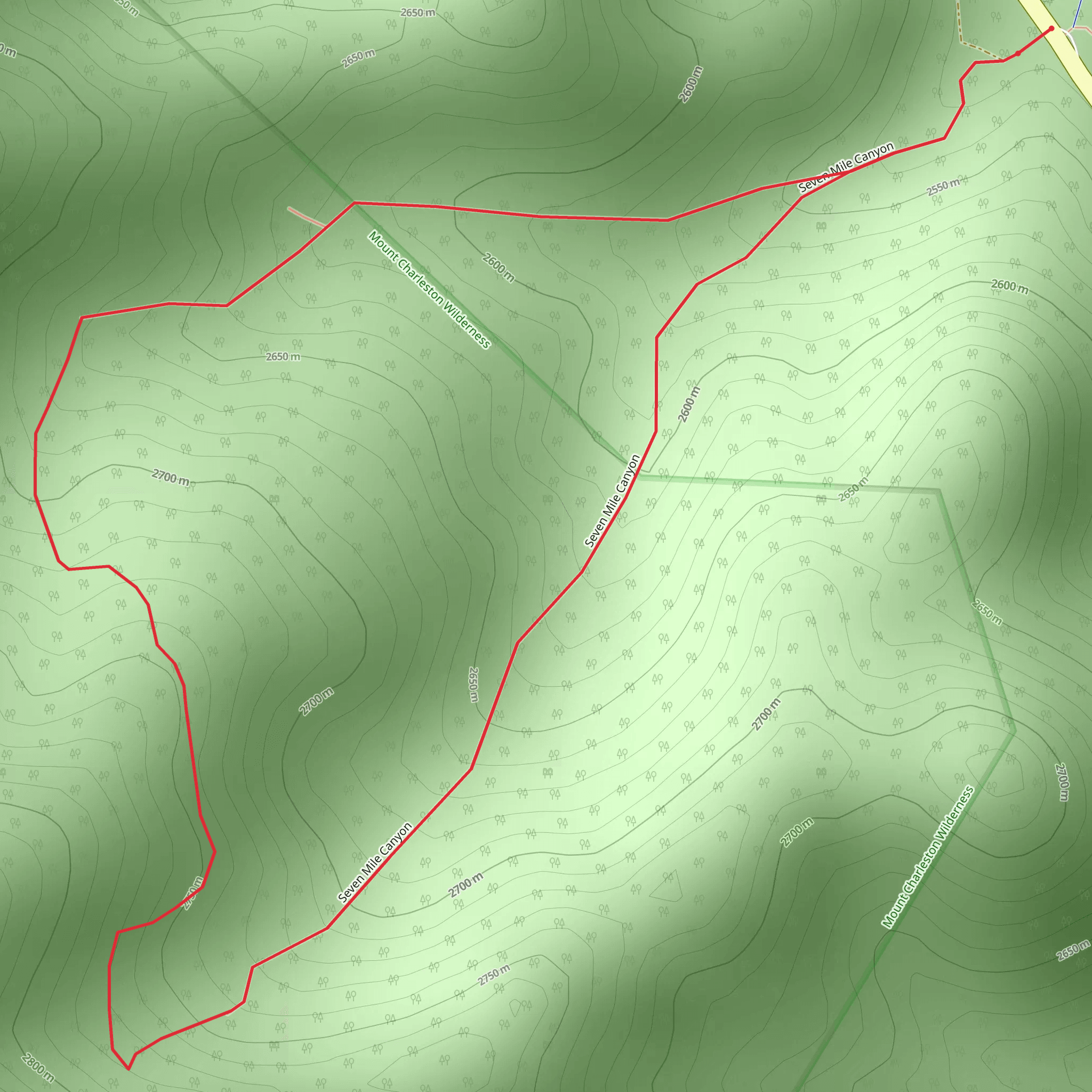 Seven Mile Canyon Loop mobile static map