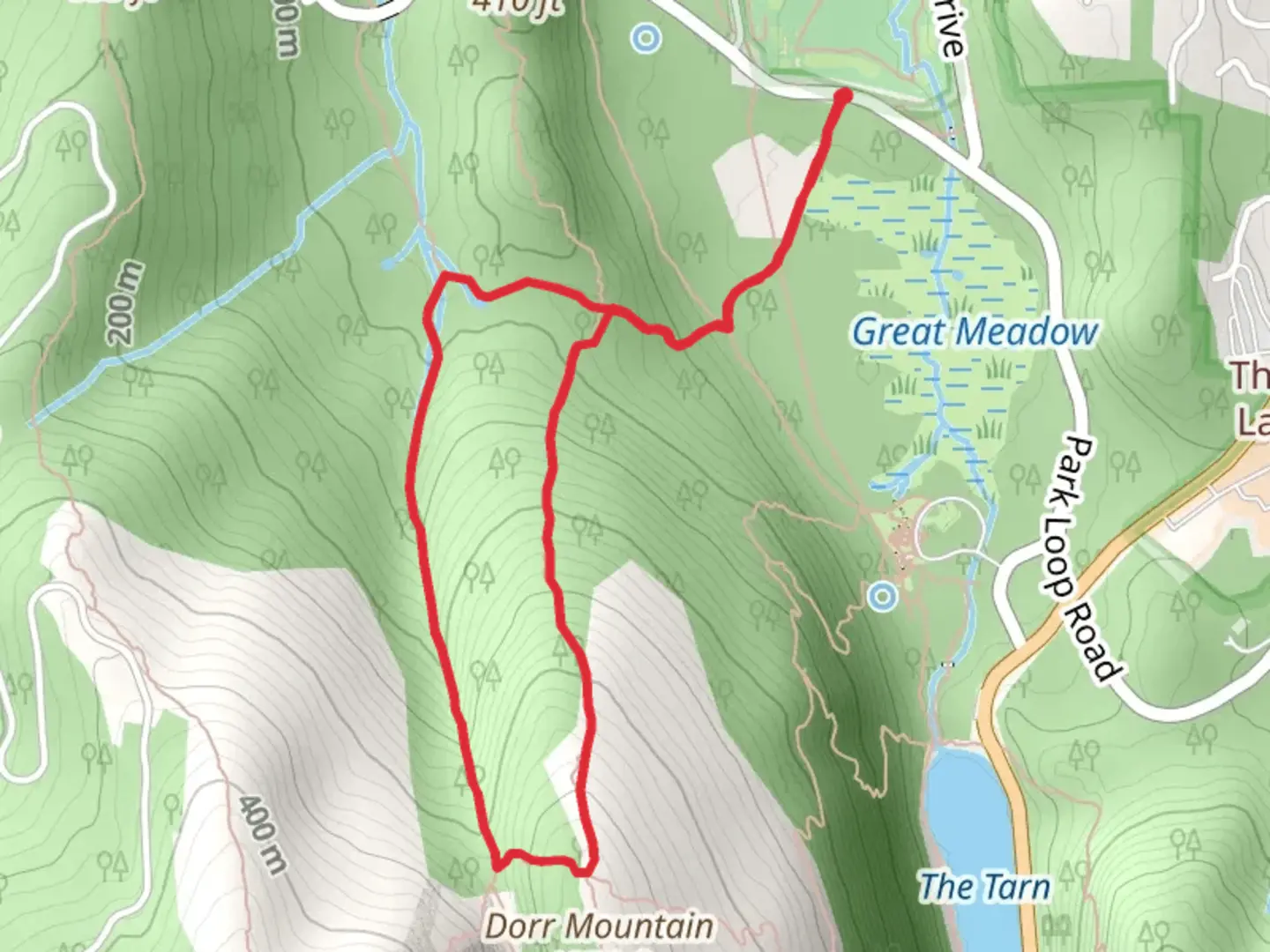 An image depicting the trail Dorr Mountain North Ridge Trail via Hemlock Road Trail and its surrounding area.