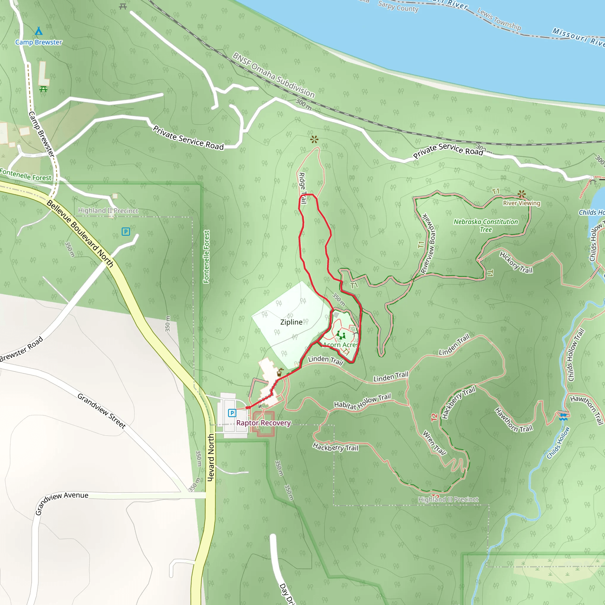 Ridge Loop Trail via Riverview Boardwalk mobile static map